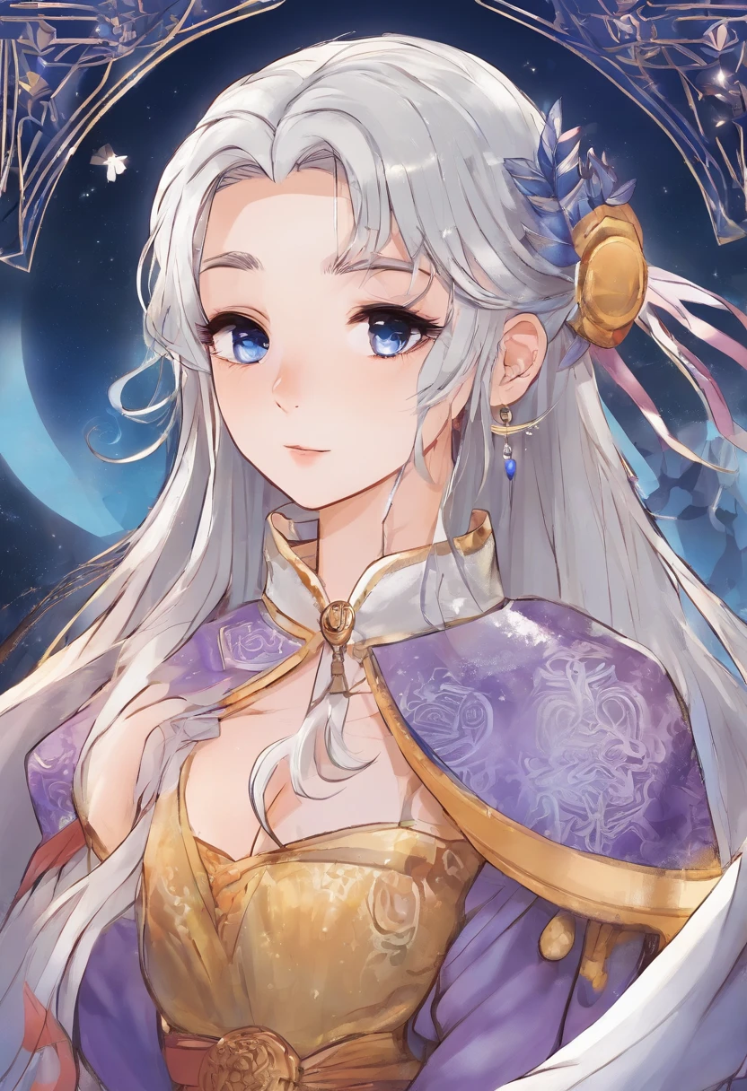 body high：166cm weight：45kg personality：naïve，Unresponsiveness，discreet(timid)，honesty，Pay attention to etiquette preferences：Pray to the moon(Especially the full moon)，sapphires，All kinds of robes，Research and production of cookies Disgust：Rainy days when the moon is covered Appearance：Silver-haired girl，Occasionally, they wear high ponytails or long braids：Usually draped in a gray-black cape，Inside the robe，It will also be on a whim，Wearing knight's light armor。A sapphire pendant is usually hung on the chest