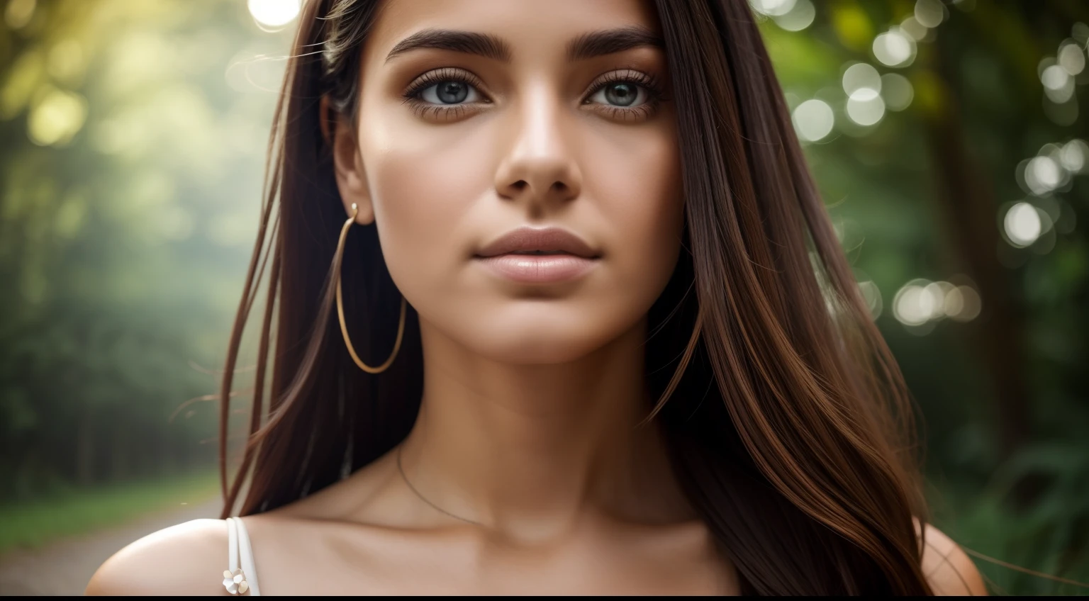 Natural photography of a beautiful girl, porter un crop top ample, se pencher, cheveux longs et fluides, Grand buste, locks eyes in the camera, eyes symmetrical, symmetrical face, photoreallistic, photographie, Path layout, specular lighting, Volumetric facial light, Hair path, Ombres visibles, complexe, Elaborate and French