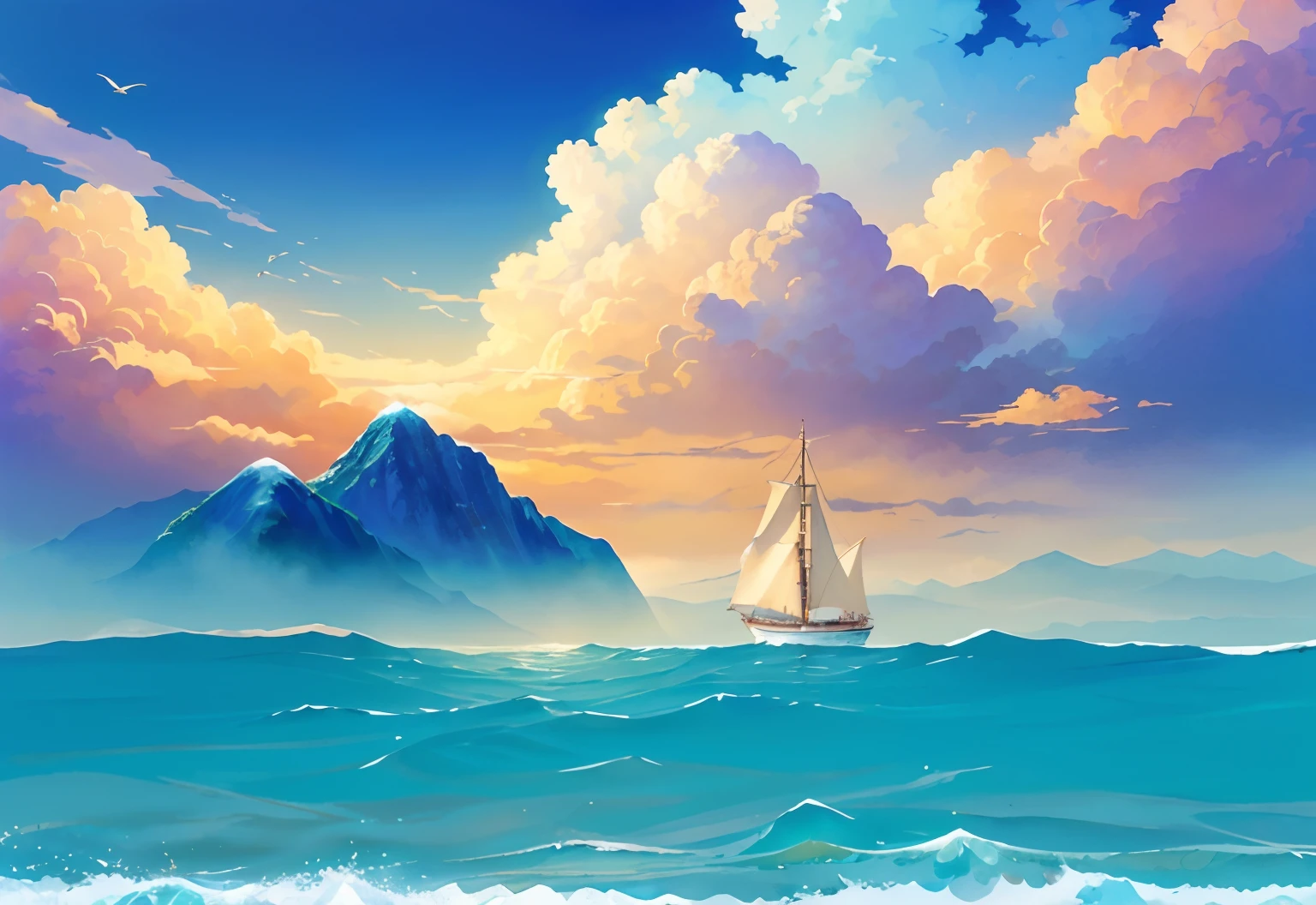 best quality,4k,8k,highres,masterpiece:1.2,ultra-detailed,realistic,cloudy sky,dark seagreen water,vivid colors,dreamy atmosphere,ripples on the water,silhouette of distant mountains,reflection of clouds on the water's surface,serene and peaceful mood,subtle sunlight shining through the clouds,calm waves crashing gently against the shore,seagulls flying in the distance,lonely sailboat in the horizon,tranquil and serene landscape,shades of blue and green,soft sounds of nature,cool and refreshing air,serenity in nature,natural beauty captured in timeless art.