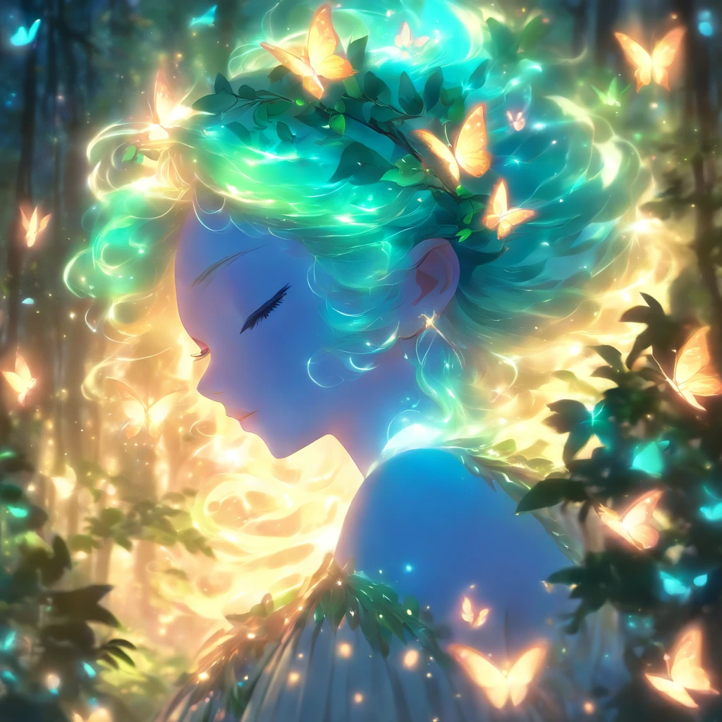 (best quality,ultra-detailed),forest queen goddess,ethereal,enchanted forest,beautiful detailed eyes,beautiful detailed lips,flowing gown,graceful pose,fairy wings,halo of light,magical crown,whispering trees,mystical atmosphere,soft sunlight filtering through leaves,dreamlike colors,fantasy art,whimsical,mythical,otherworldly,lush vegetation,serene expression,alluring presence,harmony with nature,dancing with butterflies,luminous glow,transcendent beauty,majestic presence,enchanted beings,ethereal glow,tranquil aura,peaceful ambiance