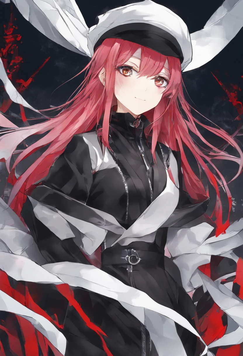 high-level image quality、high-detail、Image of Shuichi Akai、Black knitted hat、White chest-width shirt、Eyes have sharp eyeliner、Slender eyes、I'm wearing a black cloak、Black wide pants、Three wounds in the left eye、Red hair color