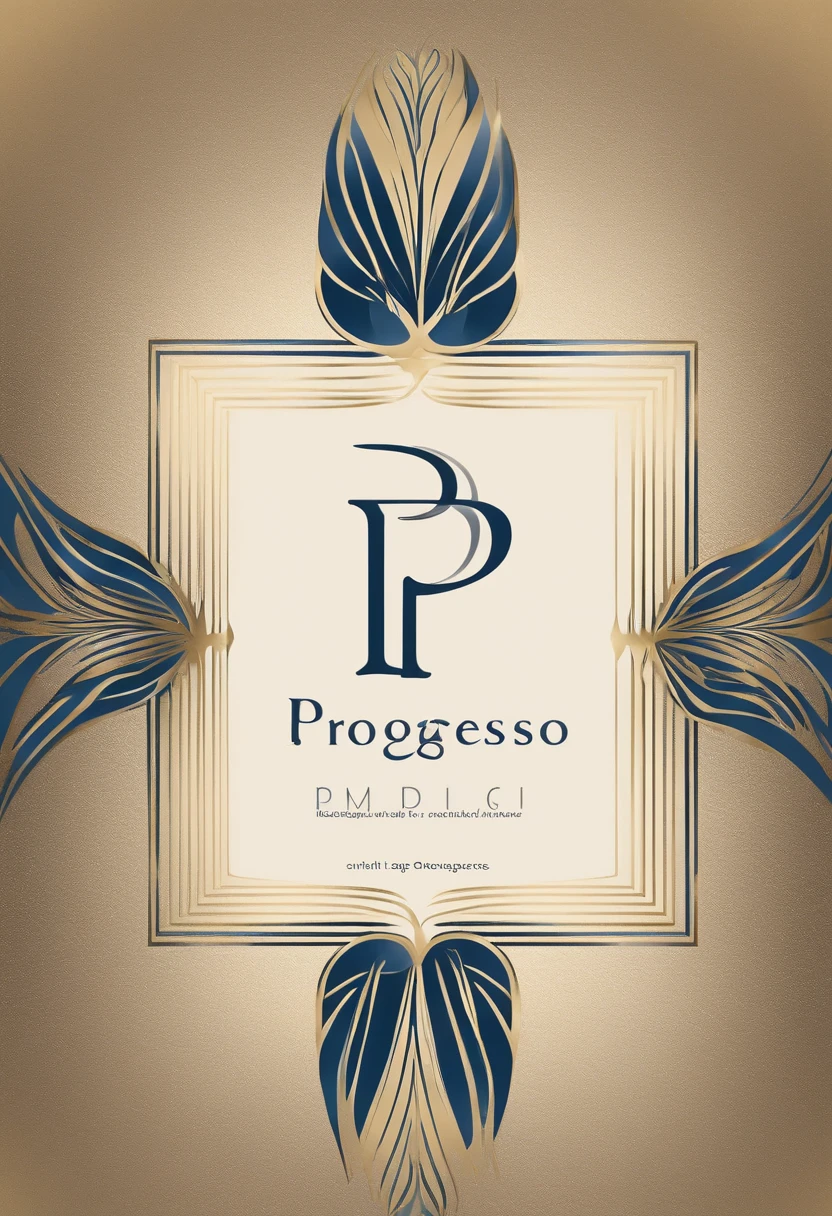 design de logotipo, uma letra estilizada "P" fica no centro de um design elegante e moderno, Its clean lines and bold curves creating a sense of power and purpose. A color palette is simple, with a focus on deep blues and metallic accents. This logo represents a company dedicated to innovation, progresso, and excellence. --v 4