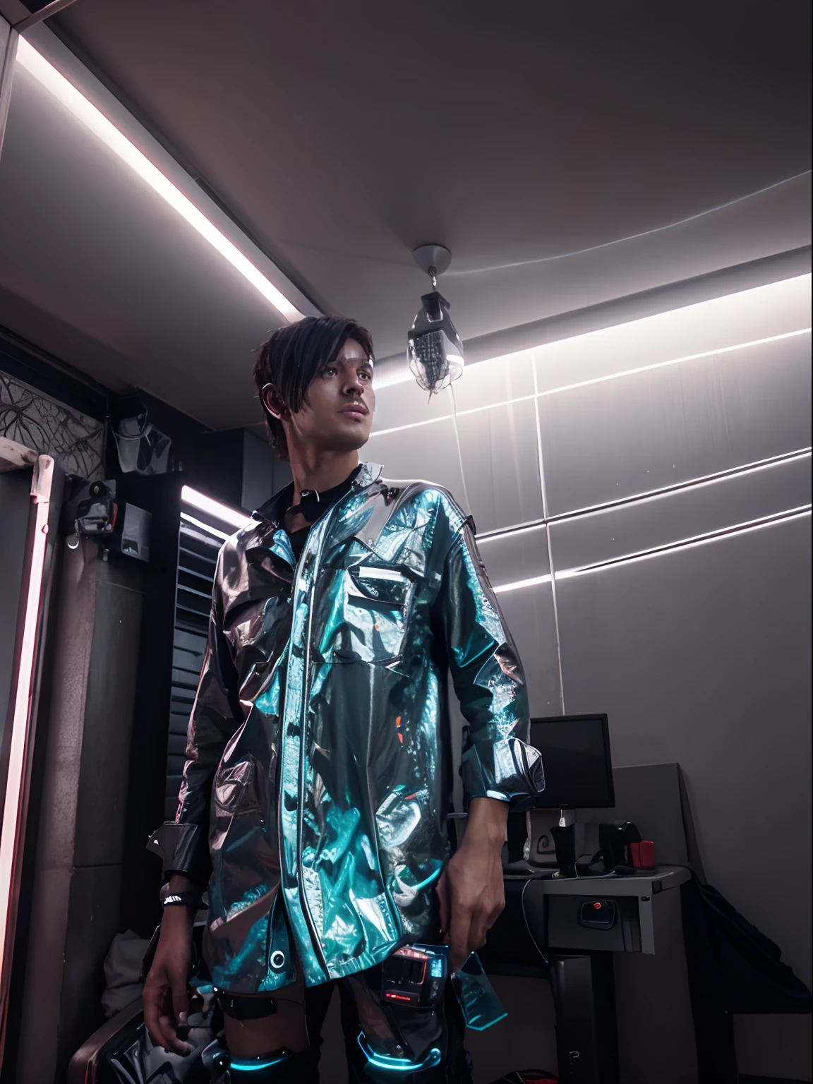 Change background cyberpunk handsome boy 8k realistic