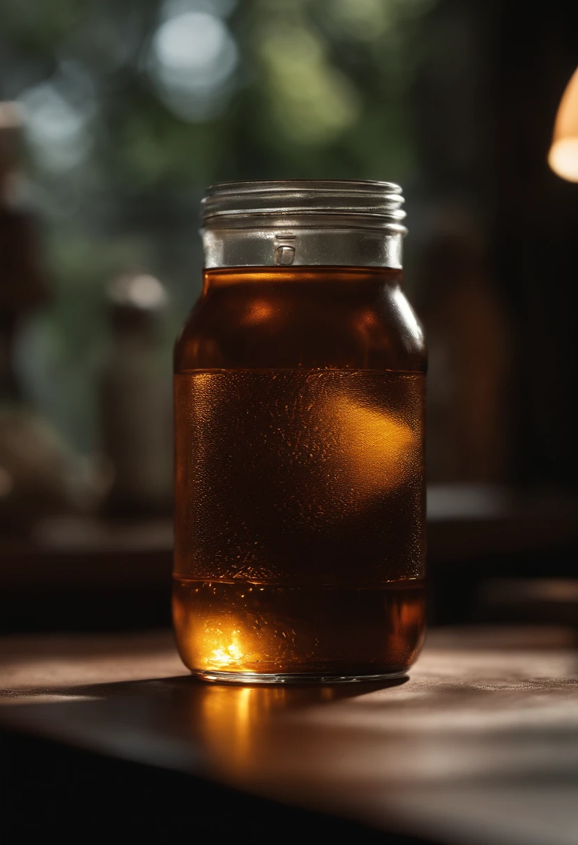Cerezo en una botella, peludo, realista, Refraction of atmospheric light, fotografiado por Lee Jeffries, nikon d850 movie Stock Photo 4 Kodak portra 400 camera f1.6 lentes, colores ricos, Texturas realistas ultra realistas, Dramatic lighting, Unreal Engine Trending en ArtStation CineStill 800, Estilo-Vidrio