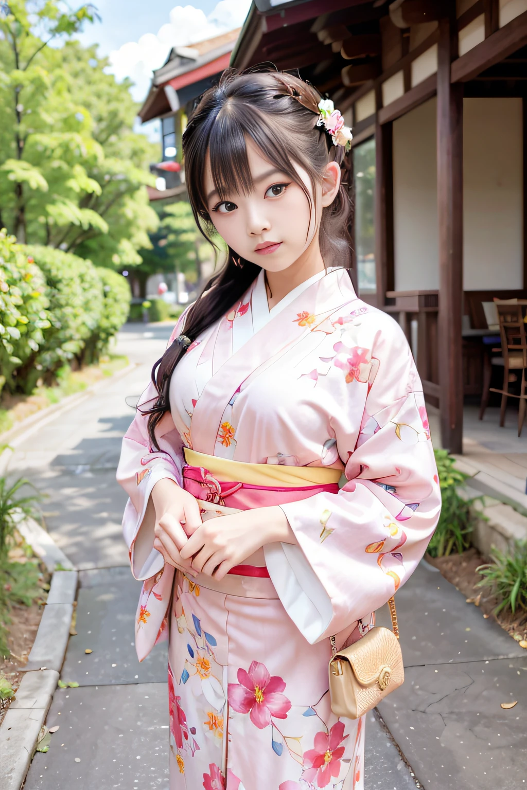 Beautuful Women、(Pink floral kimono_clothes:1.Wearing 3)、holiday、Aki no Miyajima
Good hands、4K、hight resolution、​masterpiece、top-quality、headw:1.3、((Hasselblad photo))、huge tit、Fine skin、foco nítido、(Cinematographic lighting)、natta、Soft lighting、dynamic ungle、[:(详细的脸:1.2):0.2]、outside、