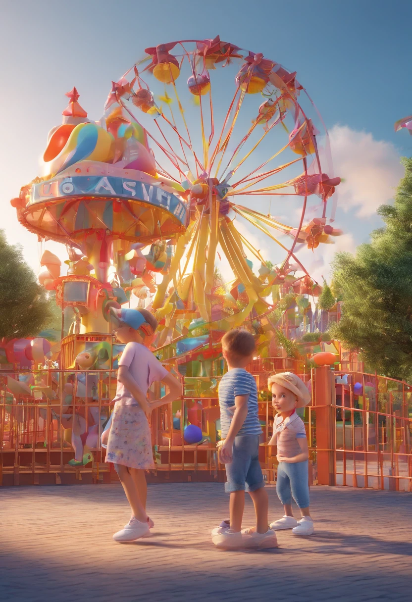 Children playing at an amusement park