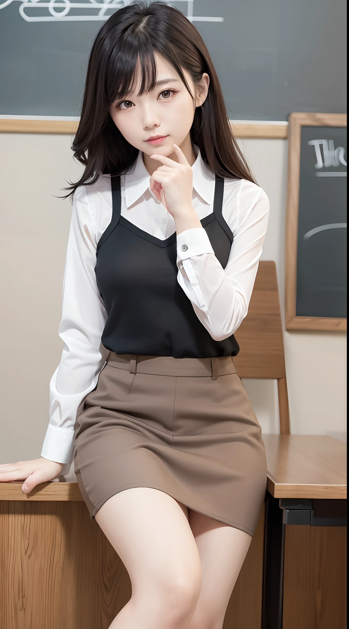 top-quality、One Woman、Office Casual、Stockings、teacher、pencil skirts、Panchira、beautiful countenance、chalk board