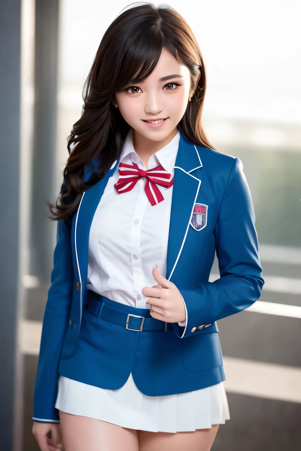 one teenage cute girl in AKB48 uniform, AKB48 Team TP, AKB48 uniform,(masterpiece, best quality:1.2), ultra high res, (photorealistic:1.4), detailed skin, cinematic lighting,bare chest,
friendly, intelligent, conversation engaging, happy,kind, energetic, cheerful, creative, with sparkling eyes and a contagious smile,