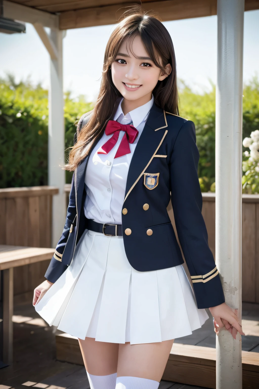 one teenage cute girl in AKB48 uniform, AKB48 Team TP, AKB48 uniform,(masterpiece, best quality:1.2), ultra high res, (photorealistic:1.4), detailed skin, cinematic lighting,bare chest,
friendly, intelligent, conversation engaging, happy,kind, energetic, cheerful, creative, with sparkling eyes and a contagious smile,