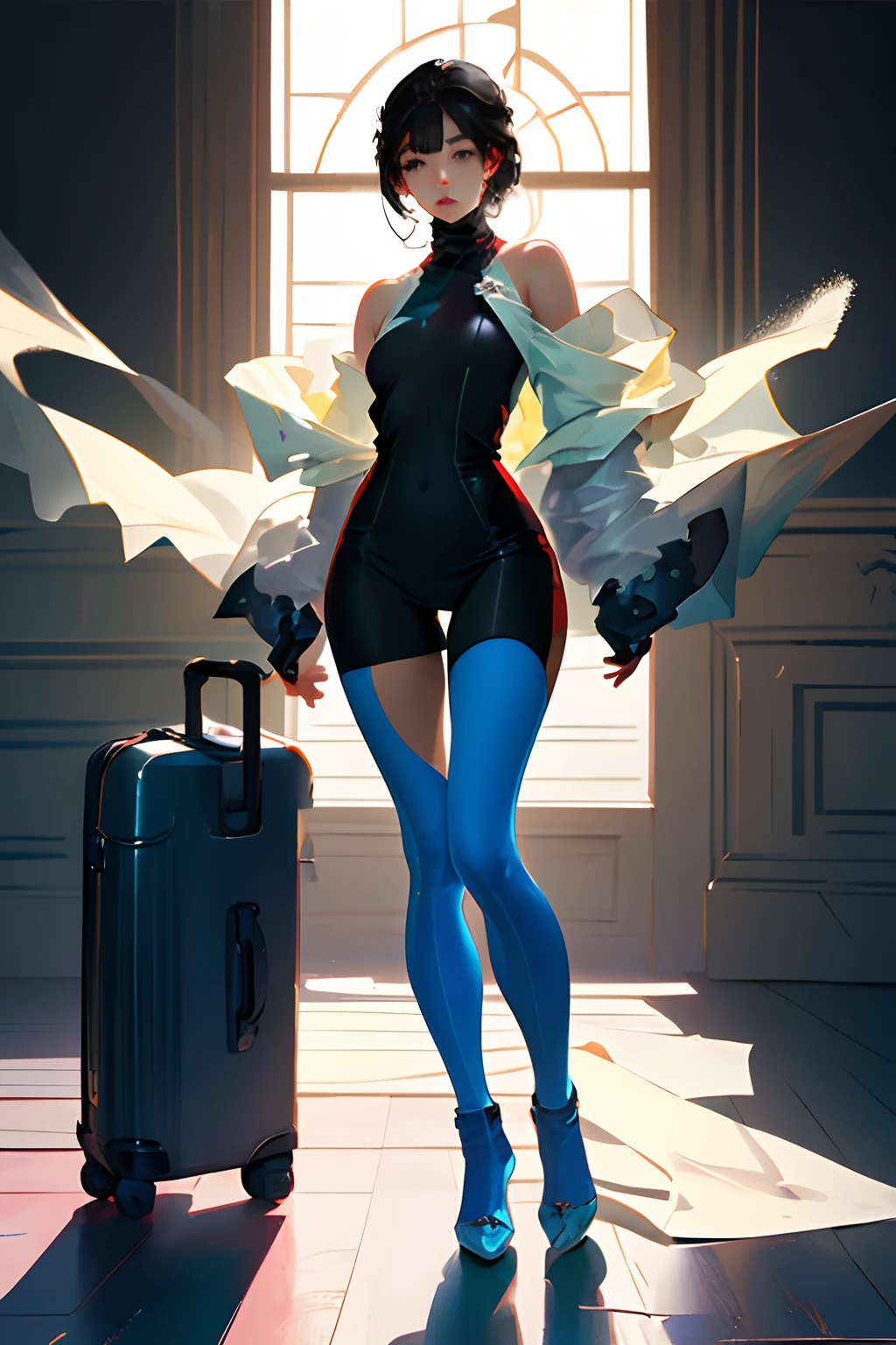 Top quality, masterpiece, beitiful girl black hair, perfect body, full body, ,