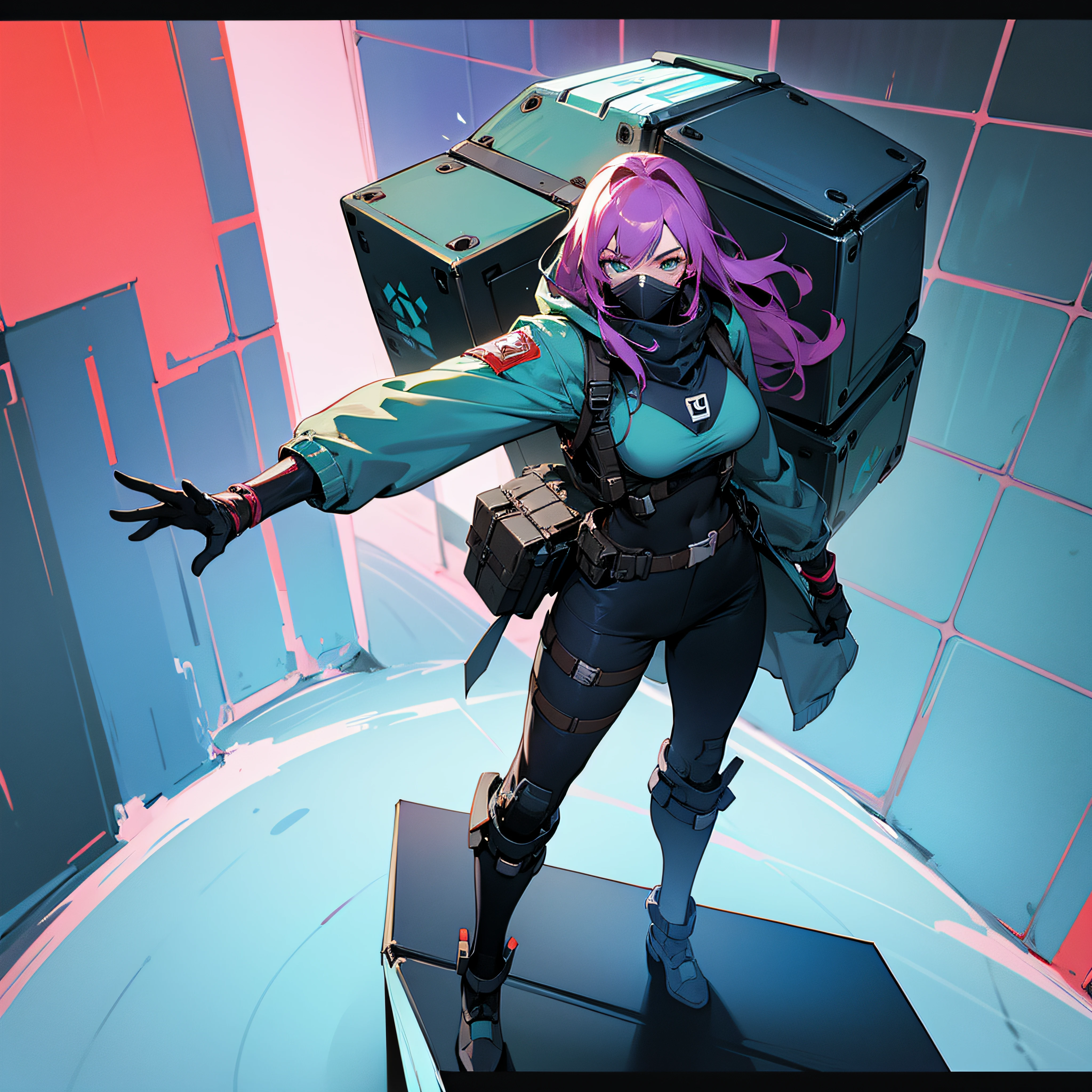 Charismatic woman [Gunner: bounty hunter: 0.4] Stand in the middle of a sci-fi wilderness (Cube Style: 1) Full body, Mask --auto