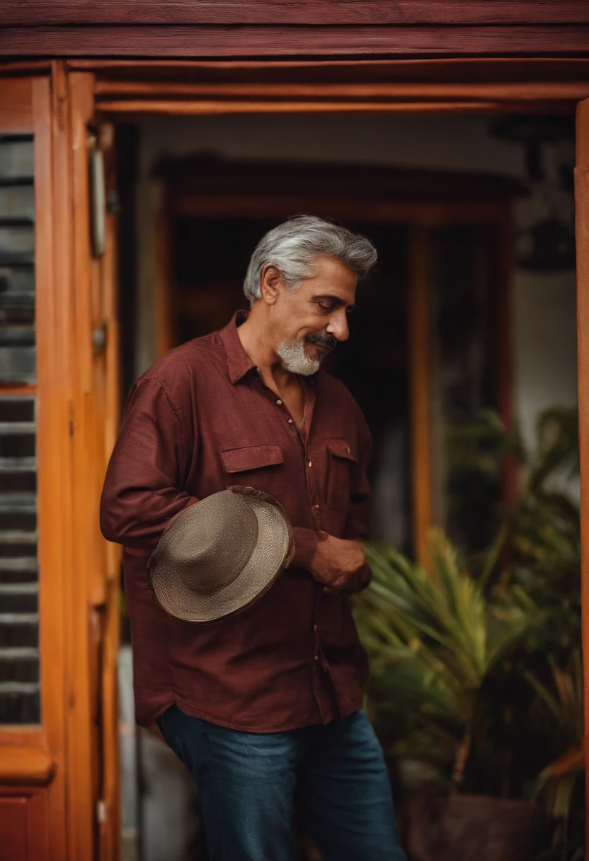 Um homem velho realista com o fundo borrado