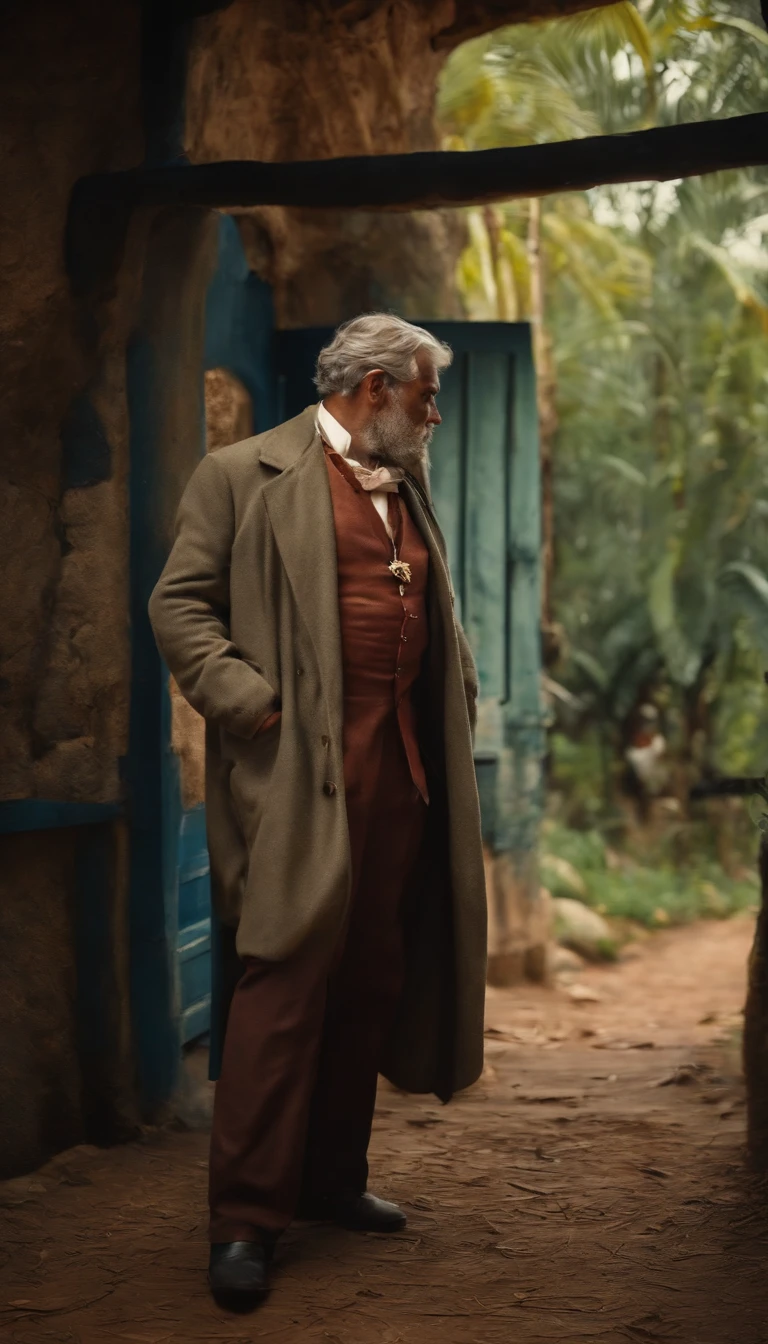 um homem velho realista e o fundo borrado