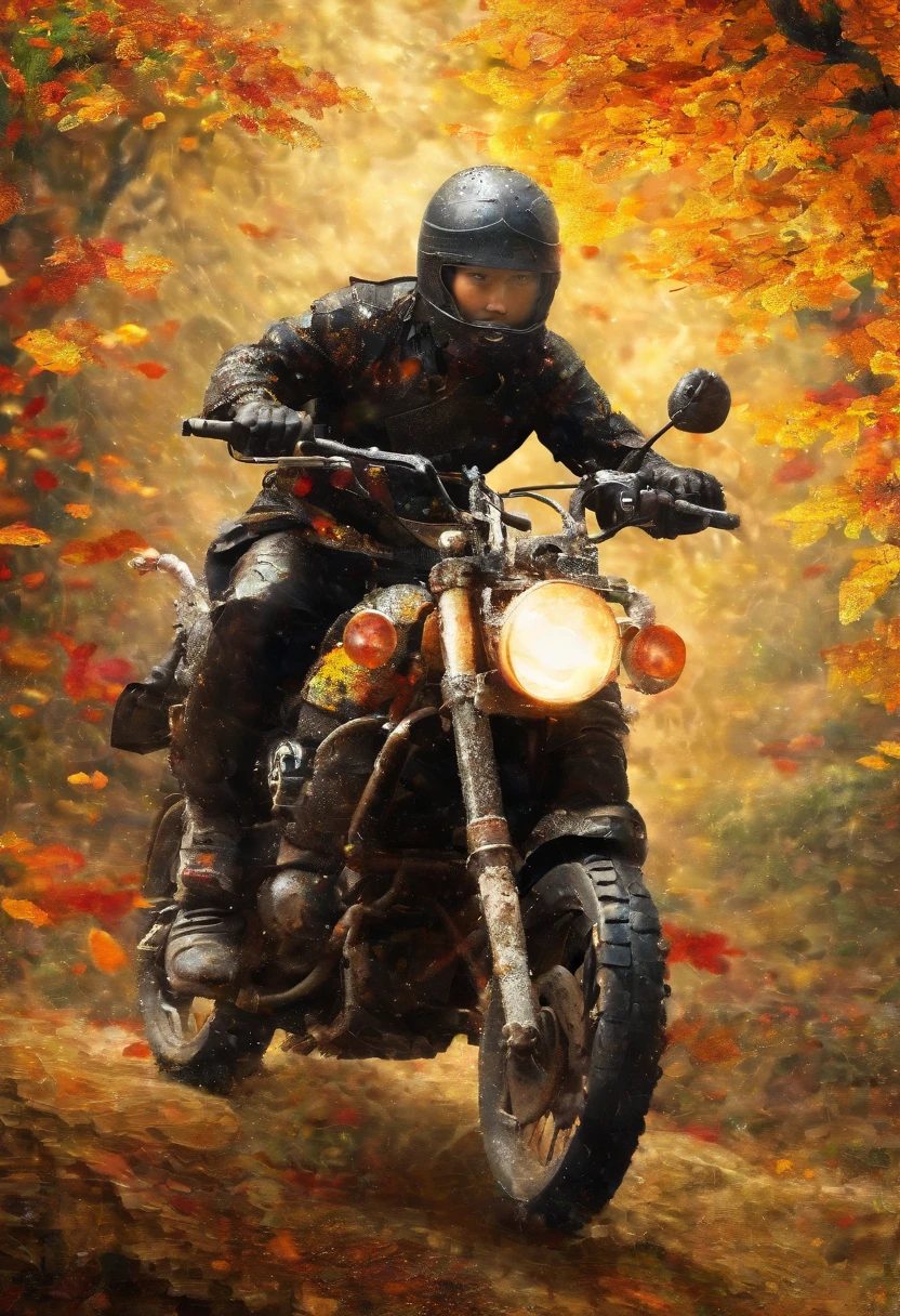 Ride a cute little moto，Tang Dynasty ancient paintings，Meticulous，High detail, stereograms, 3D，hyper HD, , Textured skin, High details --auto