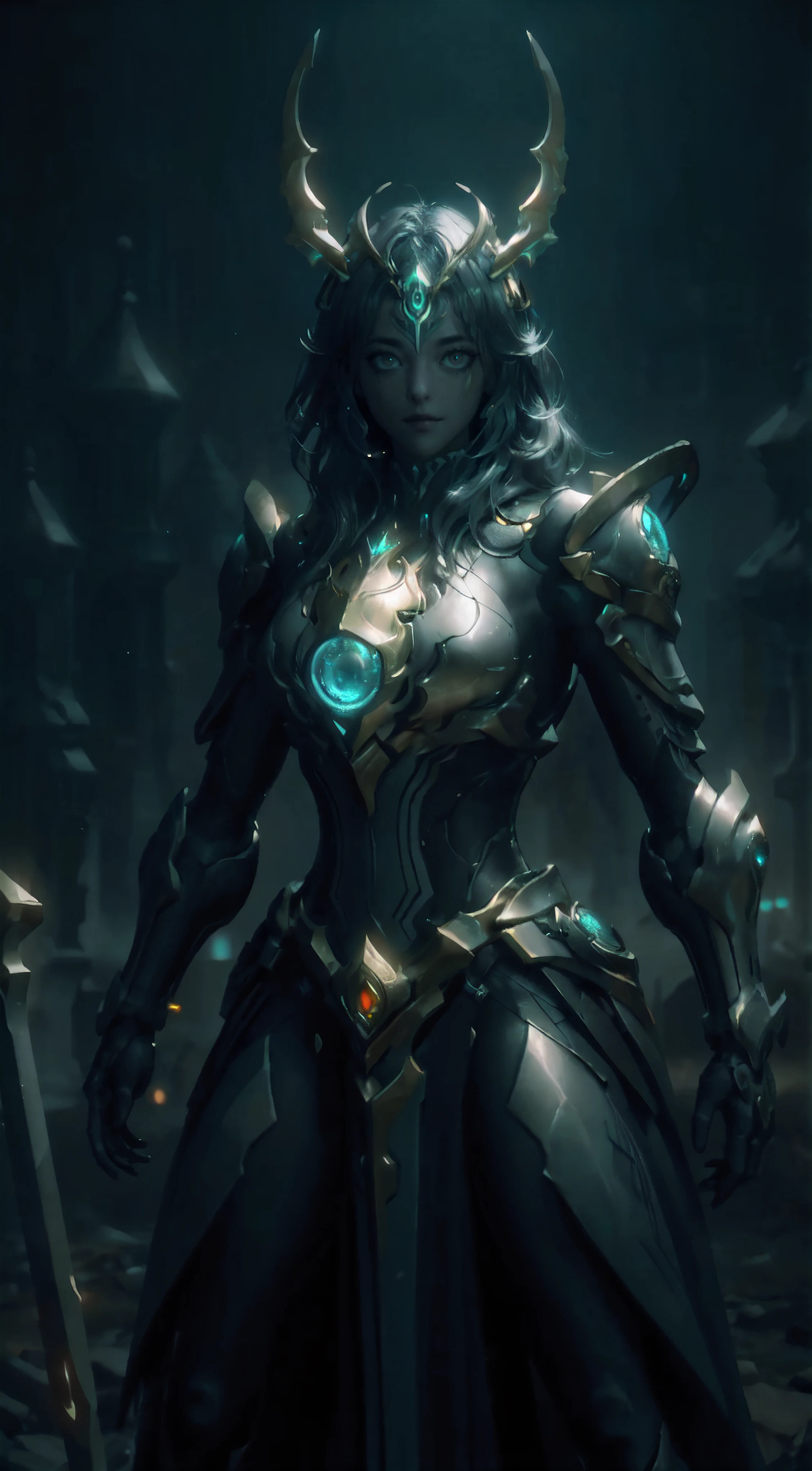 "An awe-inspiring paladin wielding a sword imbued with radiant light, emanating potent light magic. The scene is set in a dark and mysterious cityscape, illuminated by the glow of the paladin's sword. The composition is expertly crafted, with breathtaking attention to detail and cinematic lighting. The overall aesthetic is reminiscent of Fujifilm photography, capturing the beauty and depth of the scene."