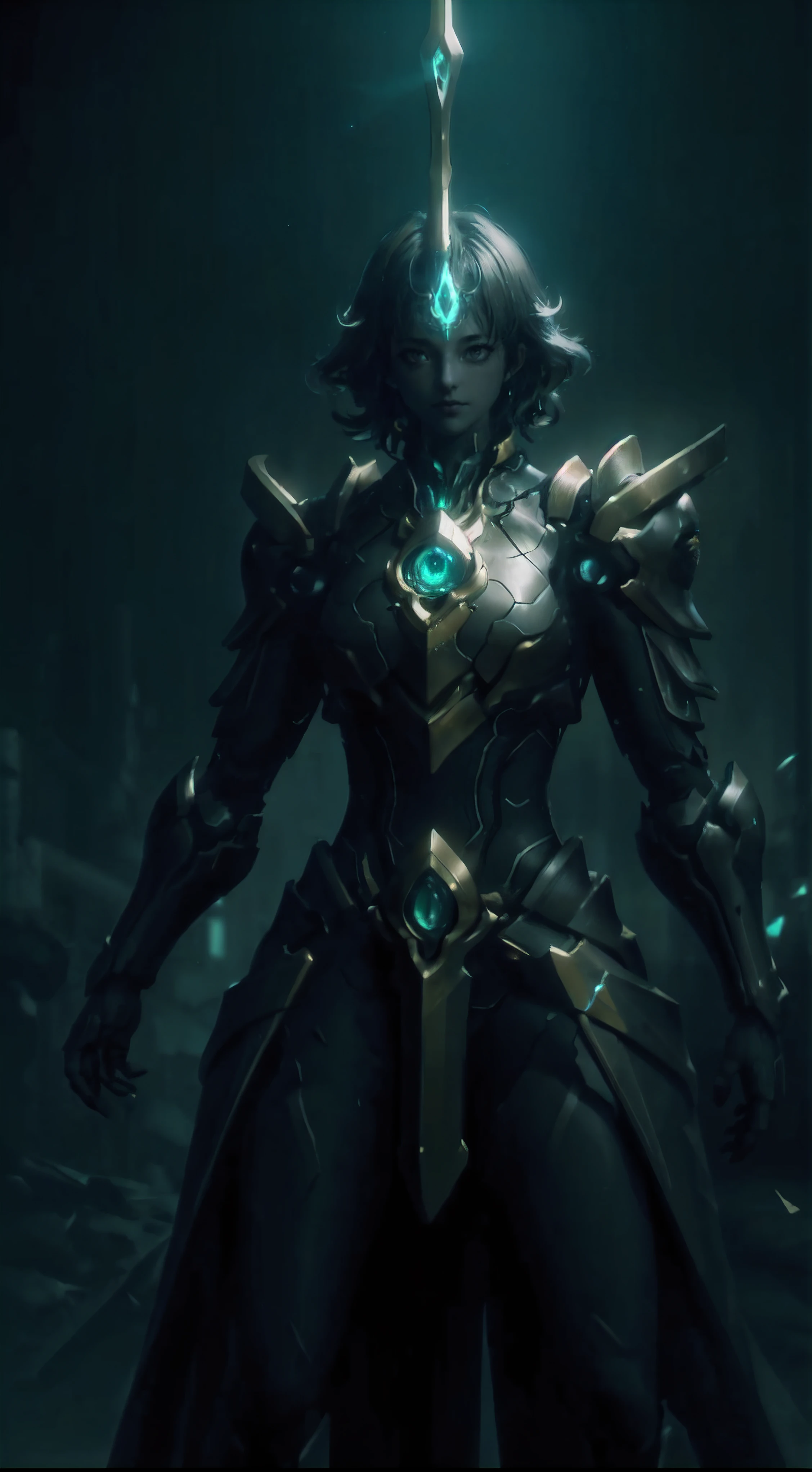 "An awe-inspiring paladin wielding a sword imbued with radiant light, emanating potent light magic. The scene is set in a dark and mysterious cityscape, illuminated by the glow of the paladin's sword. The composition is expertly crafted, with breathtaking attention to detail and cinematic lighting. The overall aesthetic is reminiscent of Fujifilm photography, capturing the beauty and depth of the scene."