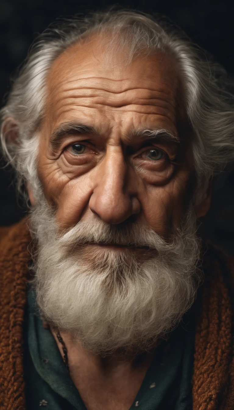 Realistic old man looking at camera