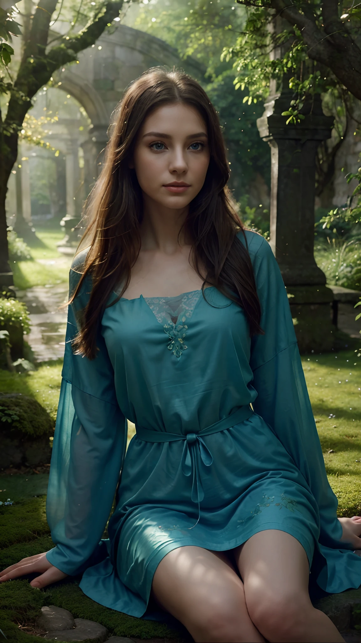 best quality,ultra-detailed,realistic:1.37,portrait,Moira,beautiful blue eyes,detailed face,peaceful expression,bold head,slim athletic body,sitting in meditation pose,long flowing robes,faint sunlight filtering through the trees,serene atmosphere,lush greenery,surrounded by blooming flowers,moss-covered stone path,tranquil garden setting,hints of morning mist,vibrant color palette,delicate brushstrokes,harmonious composition,subtle shadows and highlights,symphonic harmony of light and dark,ethereal and serene ambiance,meticulously rendered details.