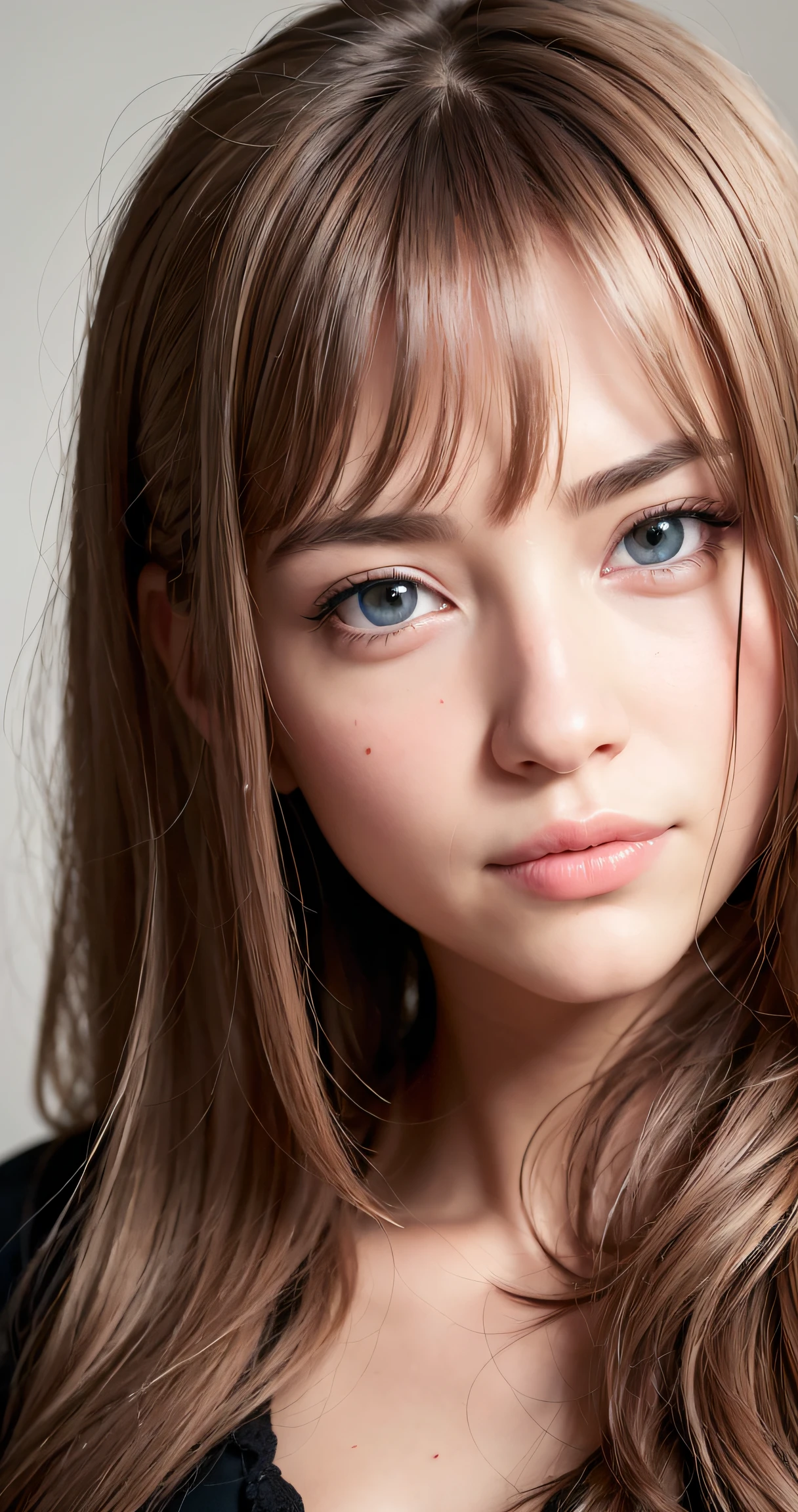 (realistic, photo-realistic:1.37),(8k, RAW photo, best quality, masterpiece:1.2), cute, ultra-detailed,heart-shaped pupils,physically-based rendering, ultra high res, kodakvision color, shot on Arricam LT Camera, bokeh, sharp focus,
looking at viewer,photorealistic,realistic, solo, photorealistic, best quality,extremely detailed face,extremely detailed eyes and face, beautiful detailed eyes,absurdres, incredibly absurdres,haunting smile,Messy hair, floating hair, ,
