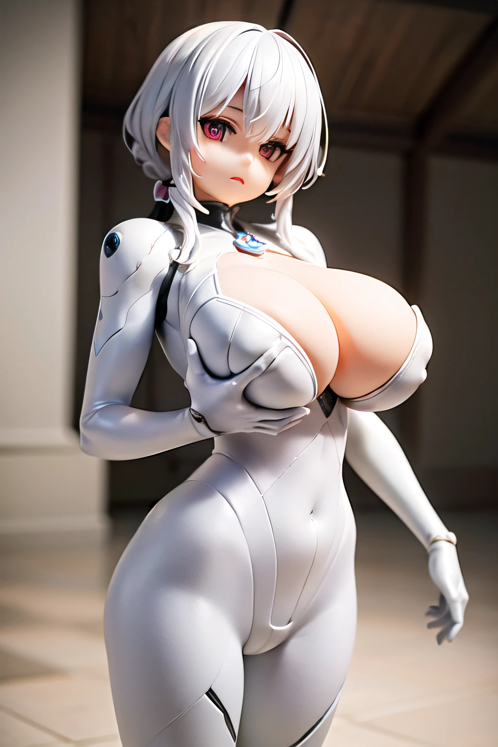 {{masterpiece, best quality, extremely detailed CG, unity 8k wallpaper, anatomically correct, ultra resolution}}, Award-winning photography, (best illumination, Very Delicate and Beautiful), 1girl, solo, robot girl, combat suit, damage, glowing red eyes, white hair, oily skin, (extremely beautiful and detailed face:1.2), (extremely beautiful and detailed eyes:1.2), (huge breast: 1.5), perfect hands, delicate legs, urban, (depth of field: 1.2), {perfect human body structure with maximum precision}, detailed background, ray tracing, cinematic lighting, intense shadow, volumetric lighting, light reflection, god ray, (shiny:1.2),