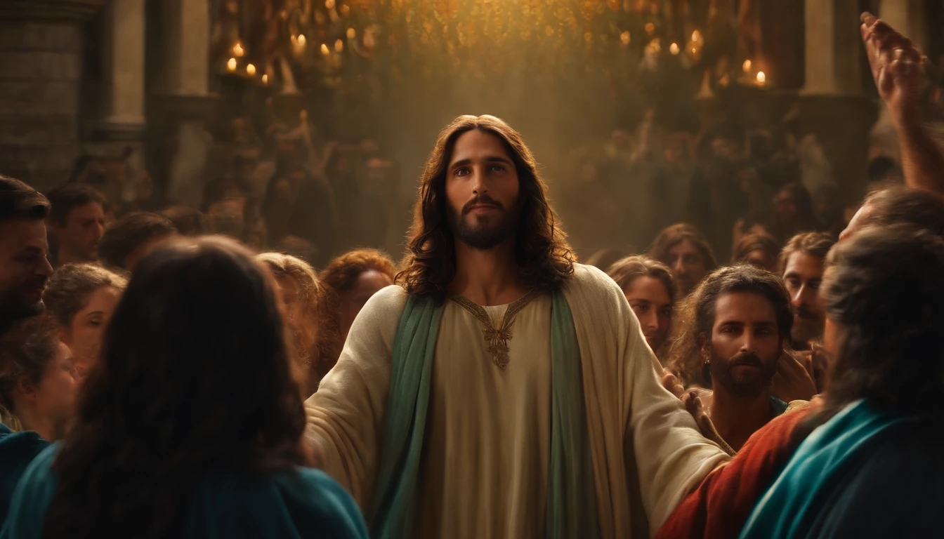 Jesus imagem realista ,With crowd behind