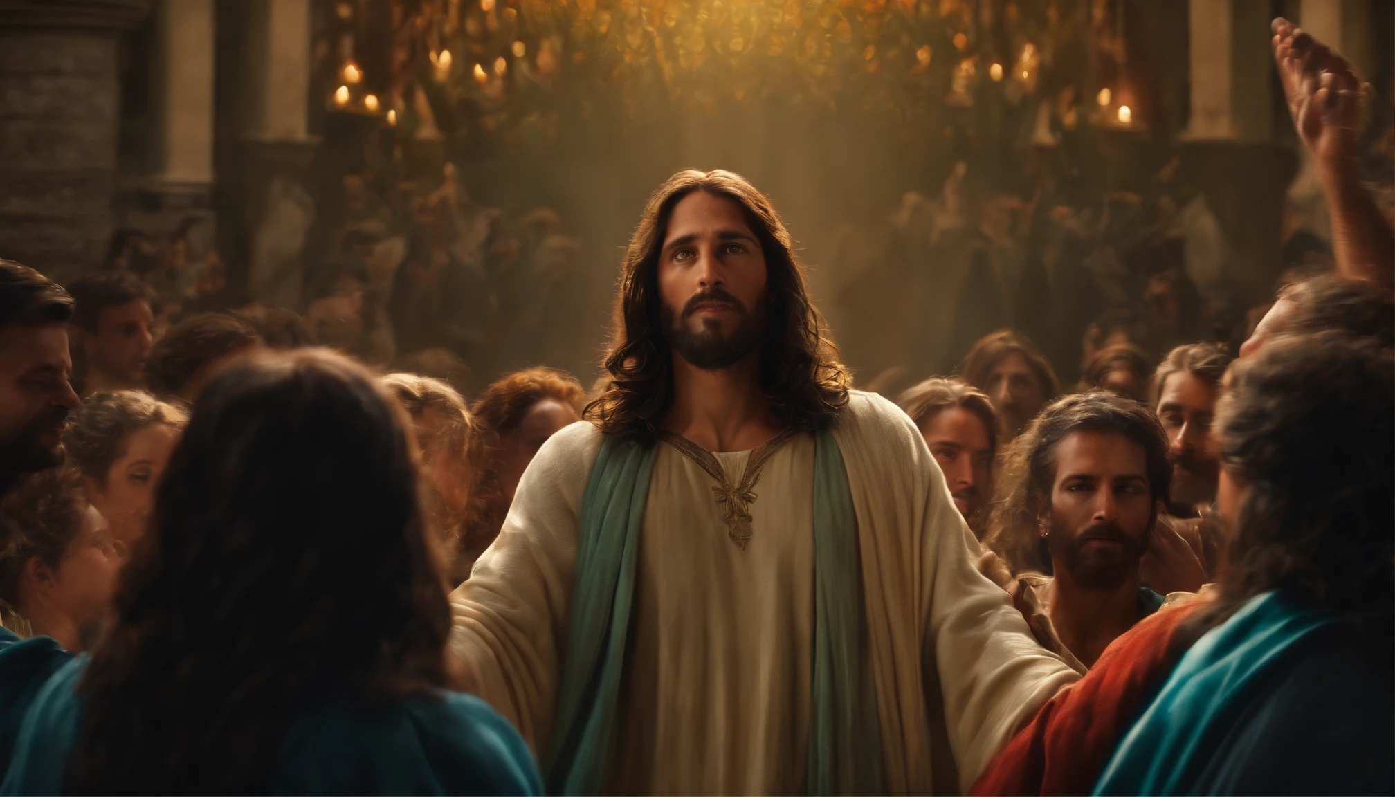 Jesus imagem realista ,With crowd behind