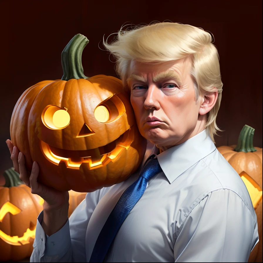 Donald trump with a pumpkin face