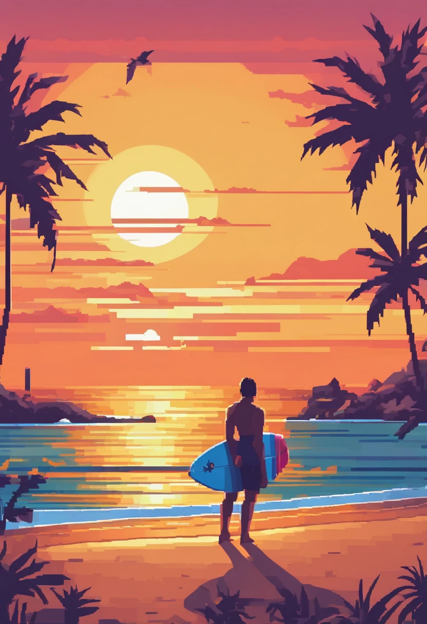 Located in Brazil's Marecías beach with surfers at sunset