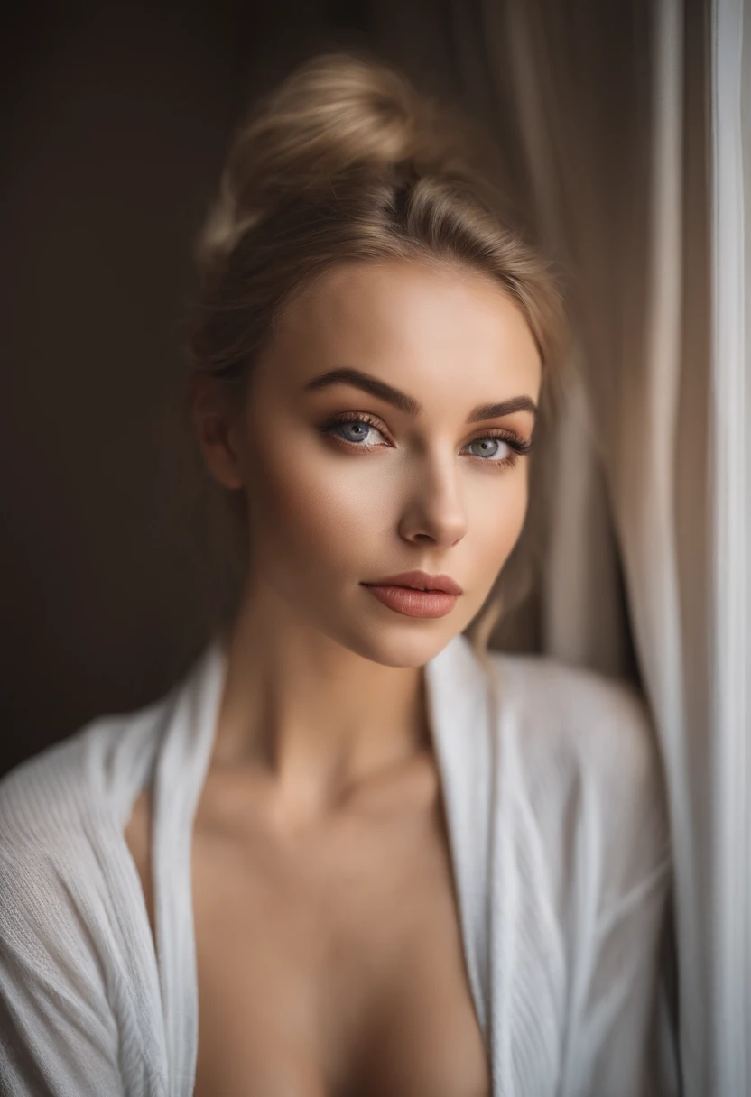 woman with matching tank top and panties, fille sexy aux yeux bleus, Portrait Sophie Mudd, Portrait de Corinna Kopf, cheveux blonds et grands yeux, selfie of a young woman, ohne Maquillage, maquillage naturel, Look directly into the camera, Visage avec Artgram, dezentes Maquillage, Superbe photo du corps entier, dans la chambre, gros seins, Blonde, Latin