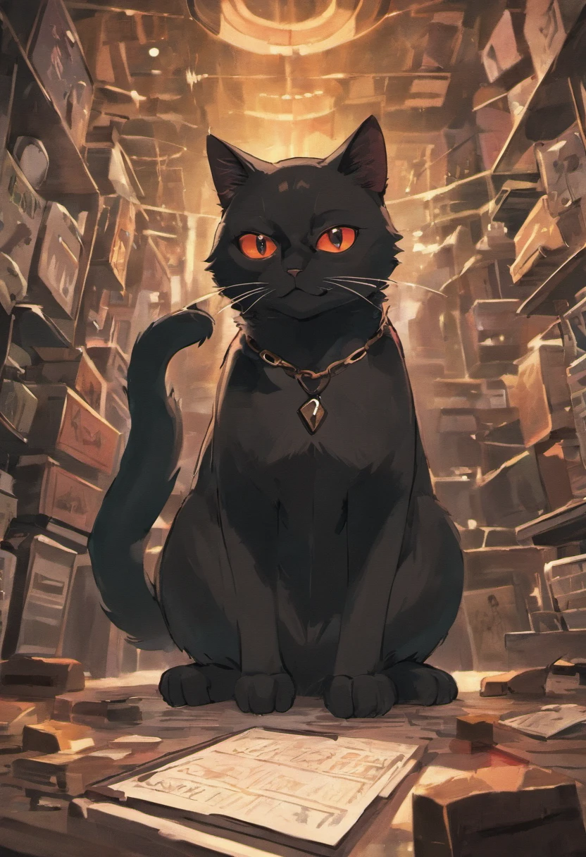 A black cat with glasses is playing with his phone