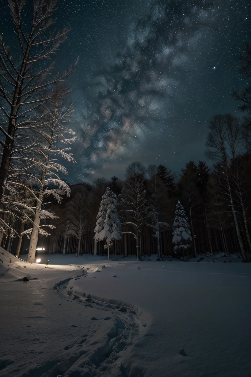 Create a magnificent scene of a snow-covered forest in Niagara, vista de cima, com uma lua vermelha brilhando intensamente no horizonte. Represente a paisagem com riqueza de detalhes, Where the white mist embraces the trees, Every heavy twig of snow and frozen leaf being a thread in a shiny tapestry. Os pinheiros, imponentes e verdes, destacam-se na paisagem. Adicione vida sutil, like nimble squirrel tracks and deer tracks, quebrando a pureza da neve. Ilustre a lua vermelha, casting an ominous light that creates elongated shadows and highlights the starry sky. Capture a serenidade deste reino de inverno, um ballet silencioso aguardando a primavera. A imagem deve refletir o estilo encantador de cartoon.