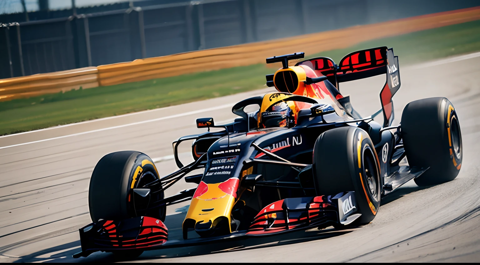 Best quality, Masterpiece, A high resolution,F1 Racing Championship,Red Bull's F1 car,Race around the track