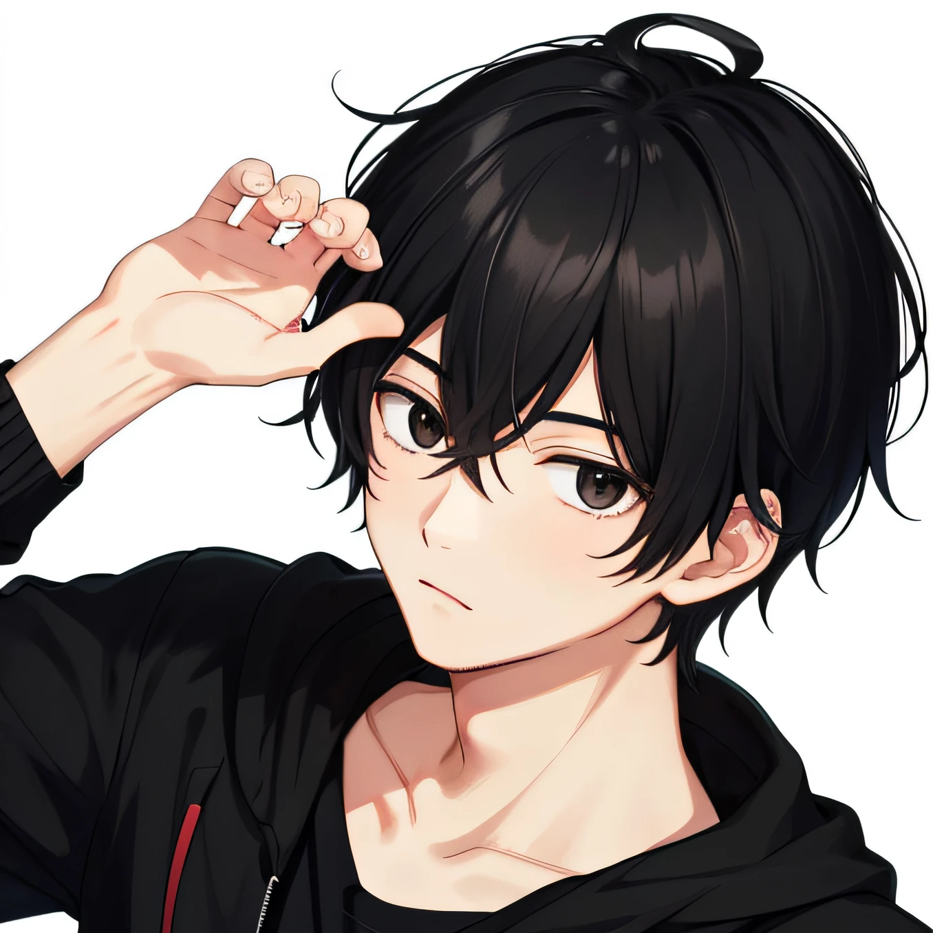 1boy, Black Hair, Black eyes