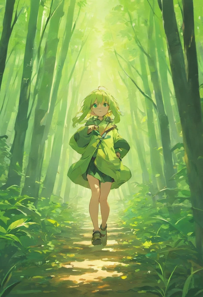 por favor, crie uma imagem de um grupo de aventureiros andando por uma floresta