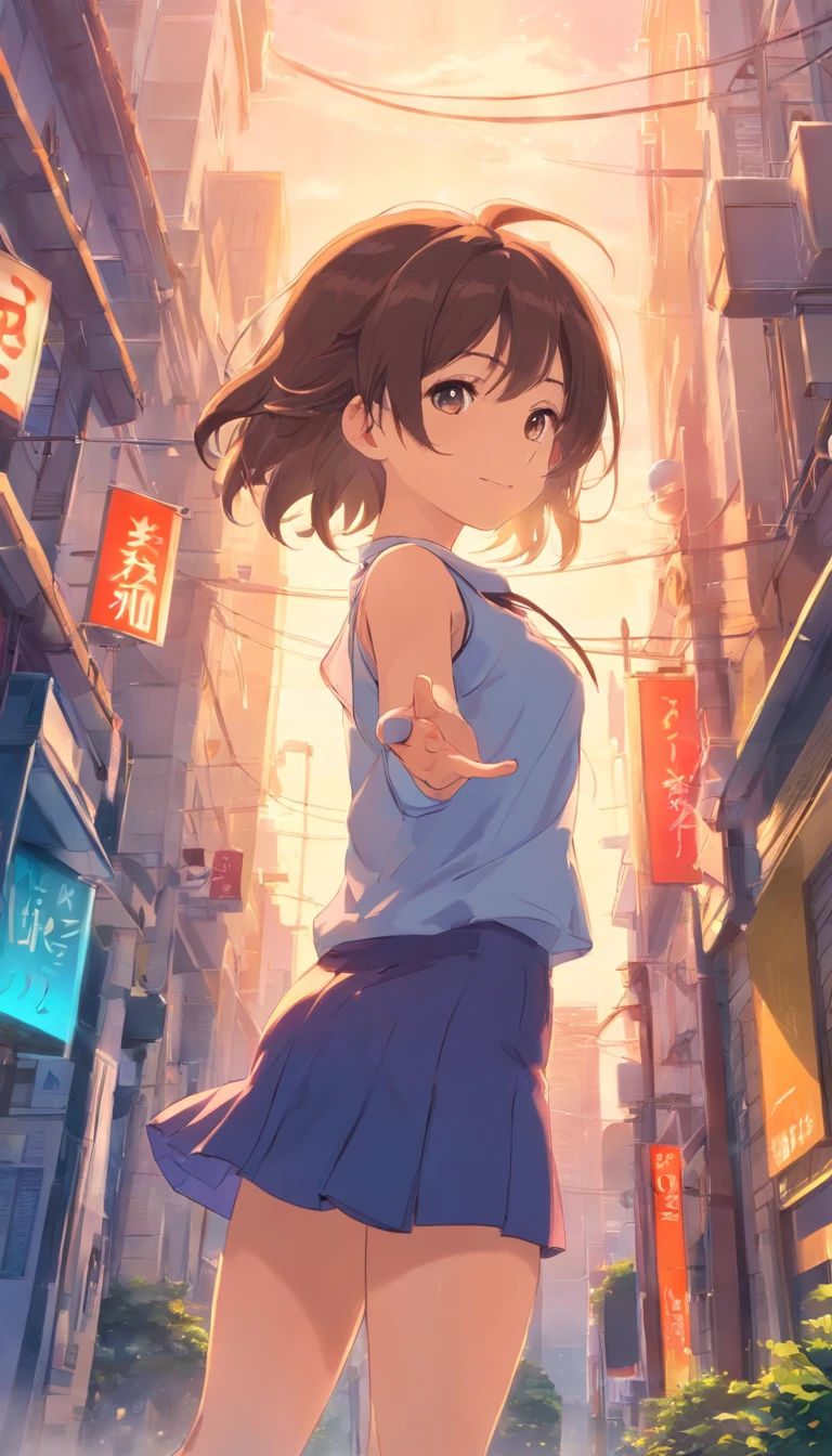 best qualtiy, tmasterpiece, 超高分辨率, realisticlying, 1girll, head looking up, Hold it in both hands,Stepping,ssmile