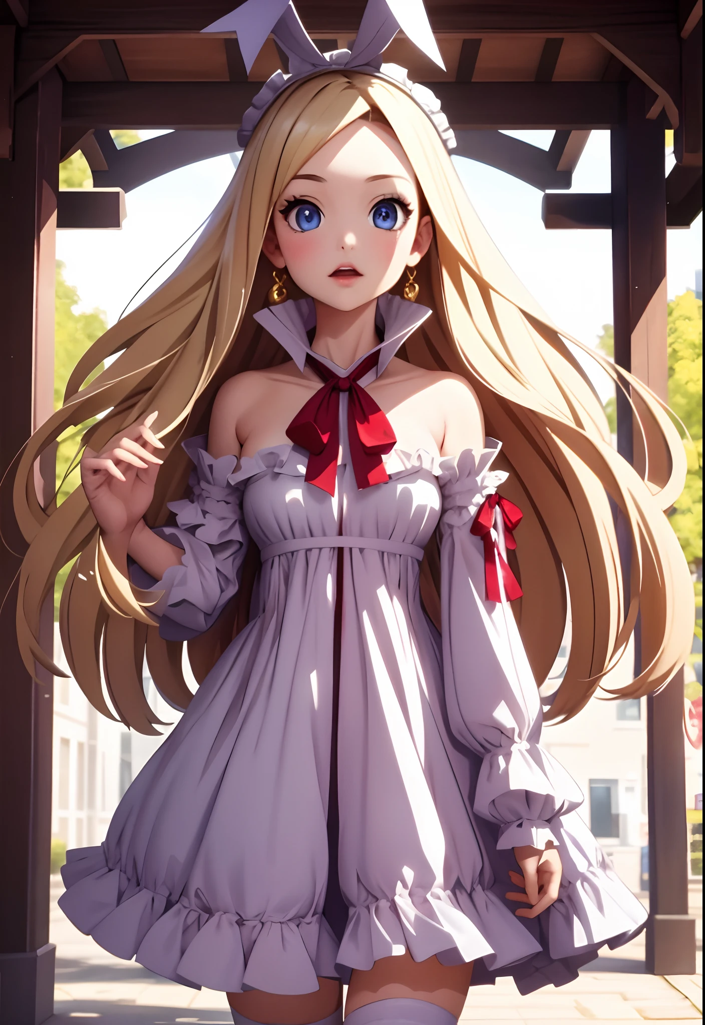 highres, shadows, absurdres, best_quality, ultra_detailed, 8k, extremely_clear, photograph, beautiful, beautiful face, sharp focus, hdr, 1girl, wide-eyed, blonde, very attractive, full body, standing, victorian styled clothing