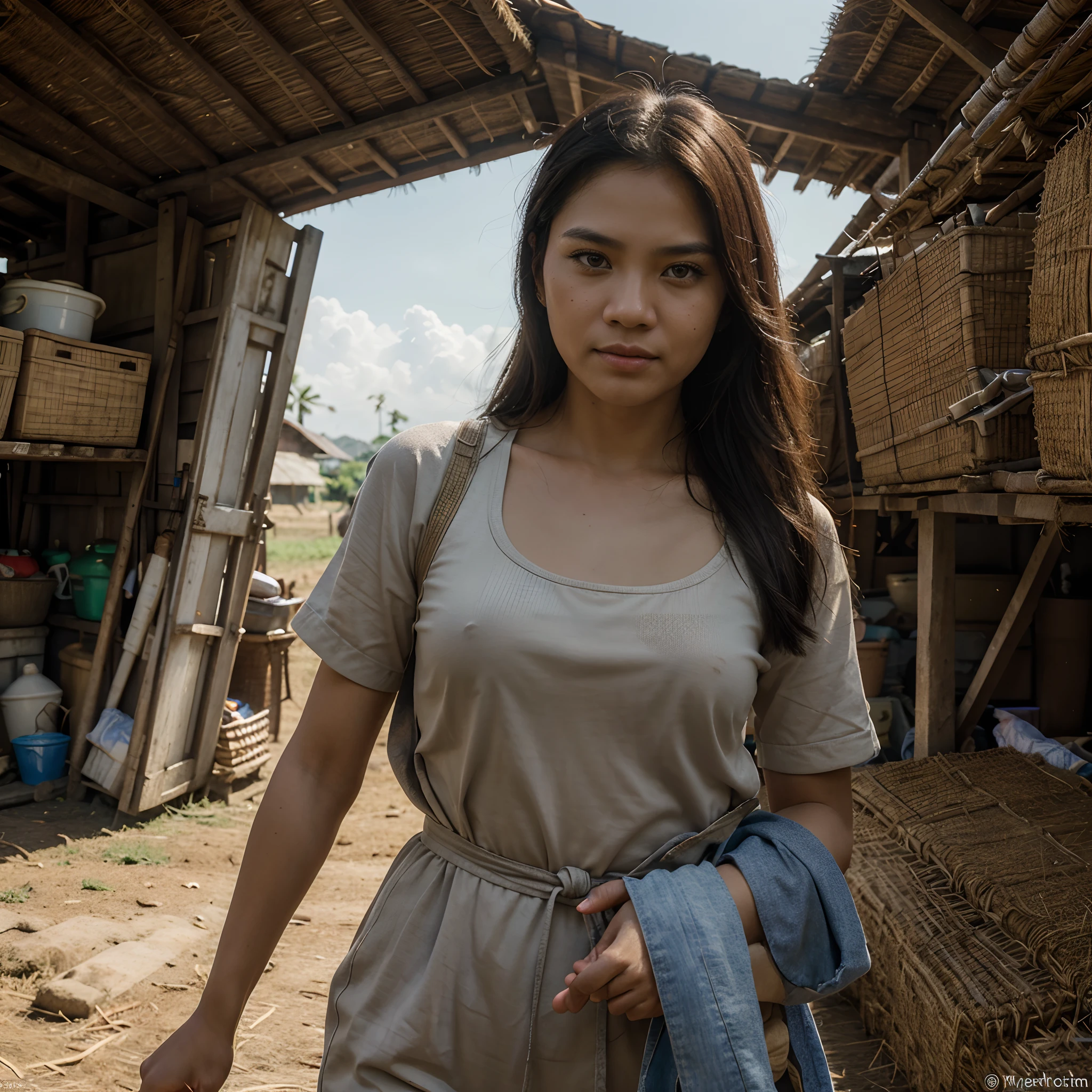 "Generate a hyper-realistic 4K digital image depicting filipino, pinoy, portrait, on farm, the face must be on point and realistic, This scene should exude the essence of a photorealistic photograph, capturing the genuine morning street life in the Philippines with meticulous detail and precision."