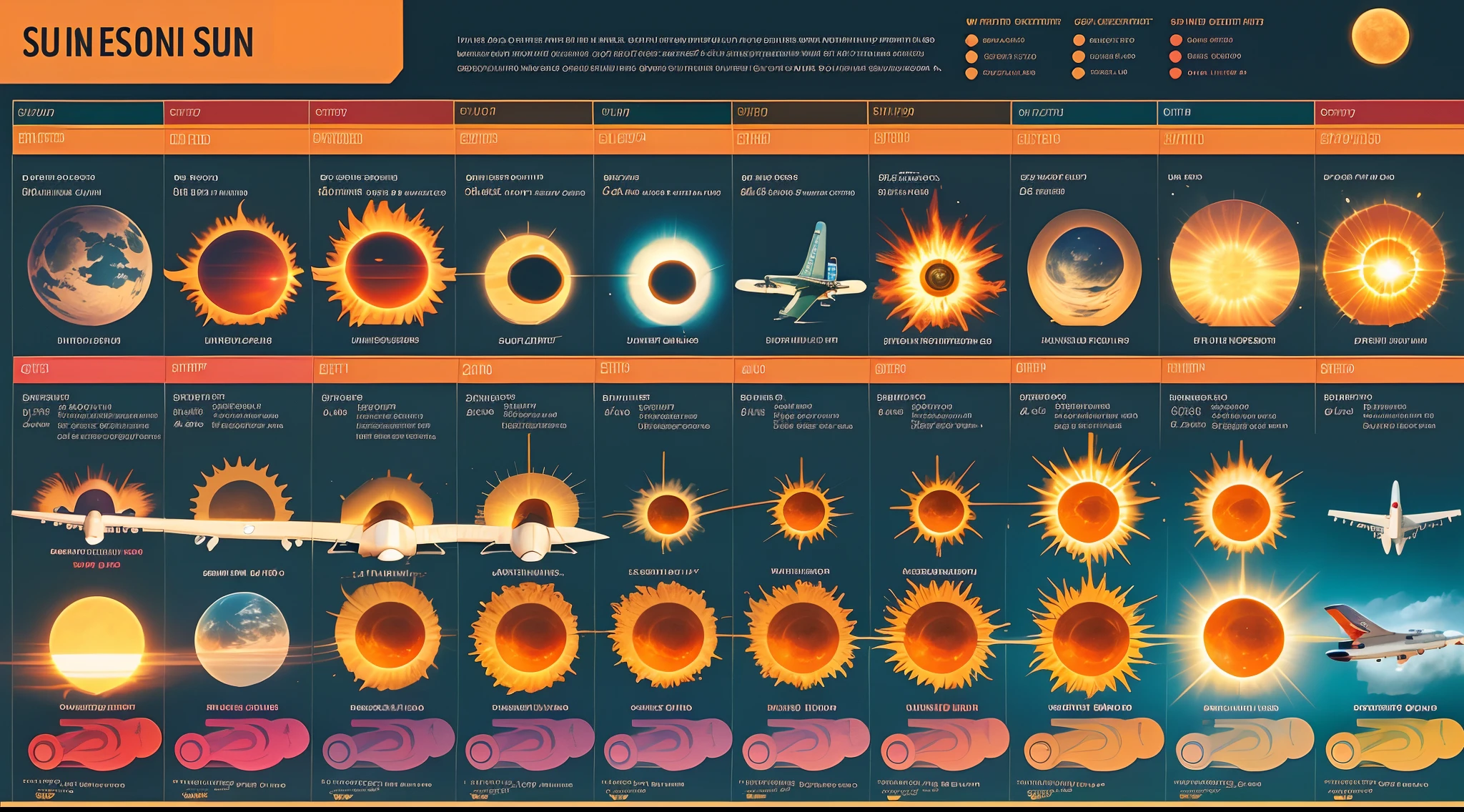 A chart explaining how a plane flies over the sun