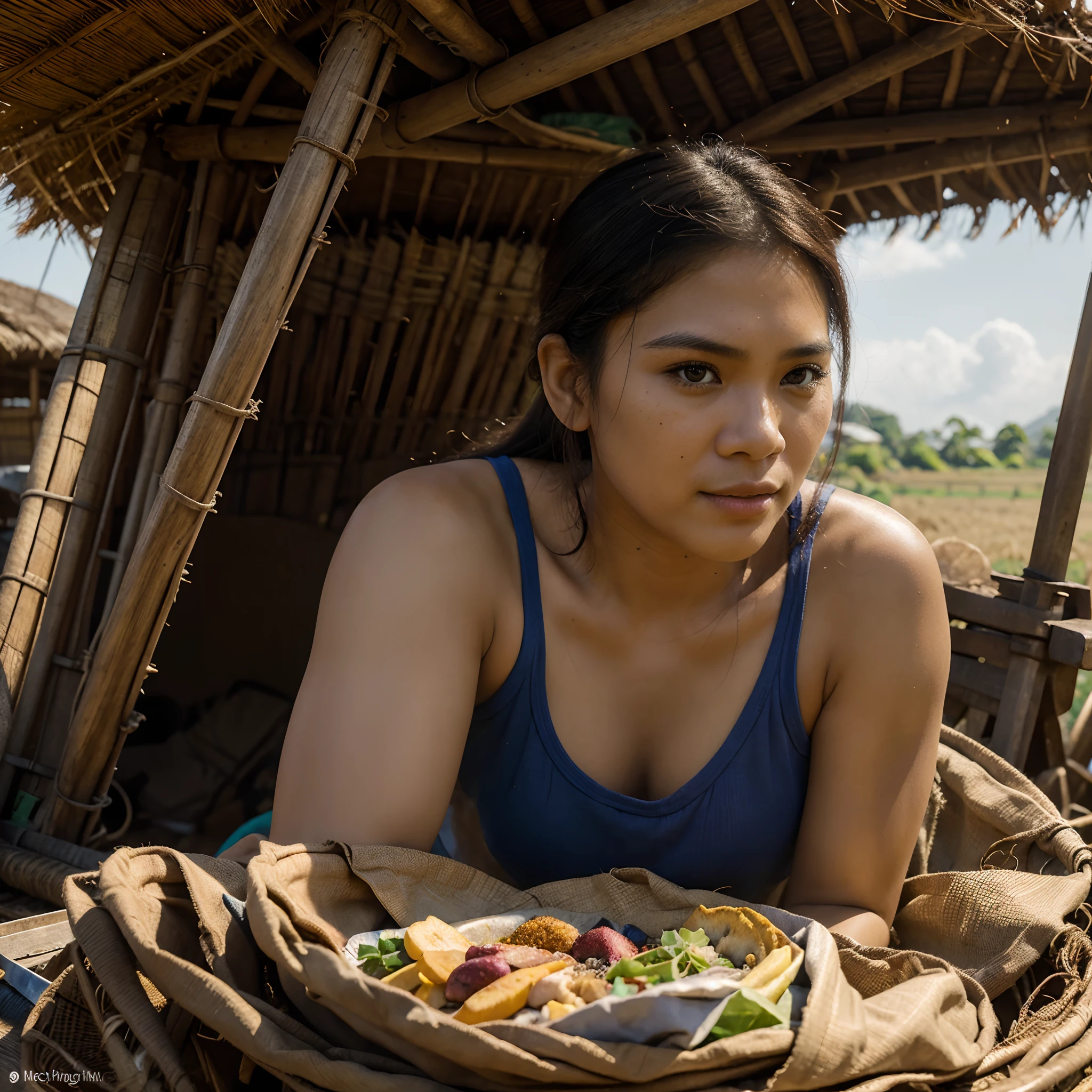 "Generate a hyper-realistic 4K digital image depicting filipino, pinoy, portrait, on farm, the face must be on point and realistic, This scene should exude the essence of a photorealistic photograph, capturing the genuine morning street life in the Philippines with meticulous detail and precision."