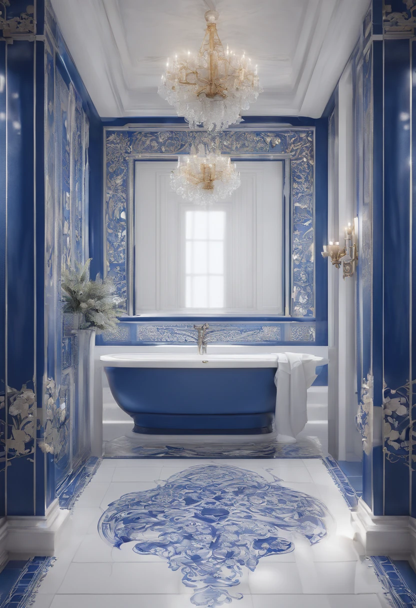 Blue and white porcelain,ceramics,keyboards,artwork of a,Ornaments, high detail,3D, Chiaroscuro, Cinematic lighting, god light, Cinematic lighting, hyper HD, High details, Best quality, A high resolution, Textured skin