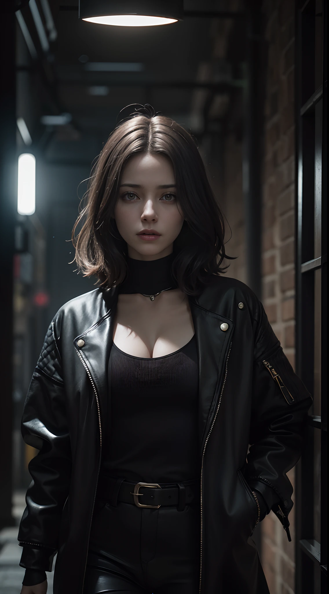 A Cyberpunk Female of Spain as a Hogwarts Character,masterpiece, best quality, photorealistic, cinematic lighting, dark atmosphere, volumetric lighting,