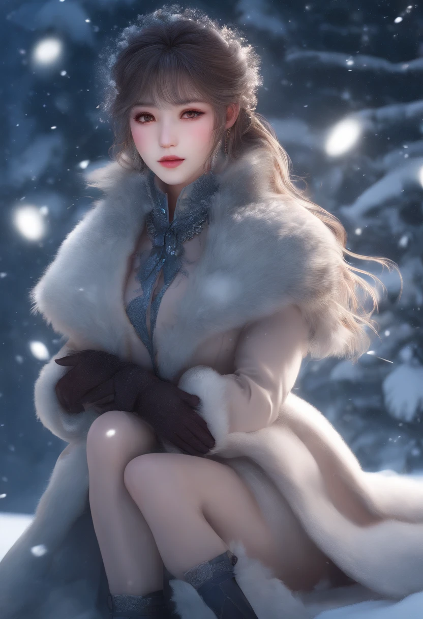 (Extremely detailed Cg Unity 8K wallpaper),(Masterpiece), (Best quality), (Ultra-detailed)Yukino under the snow