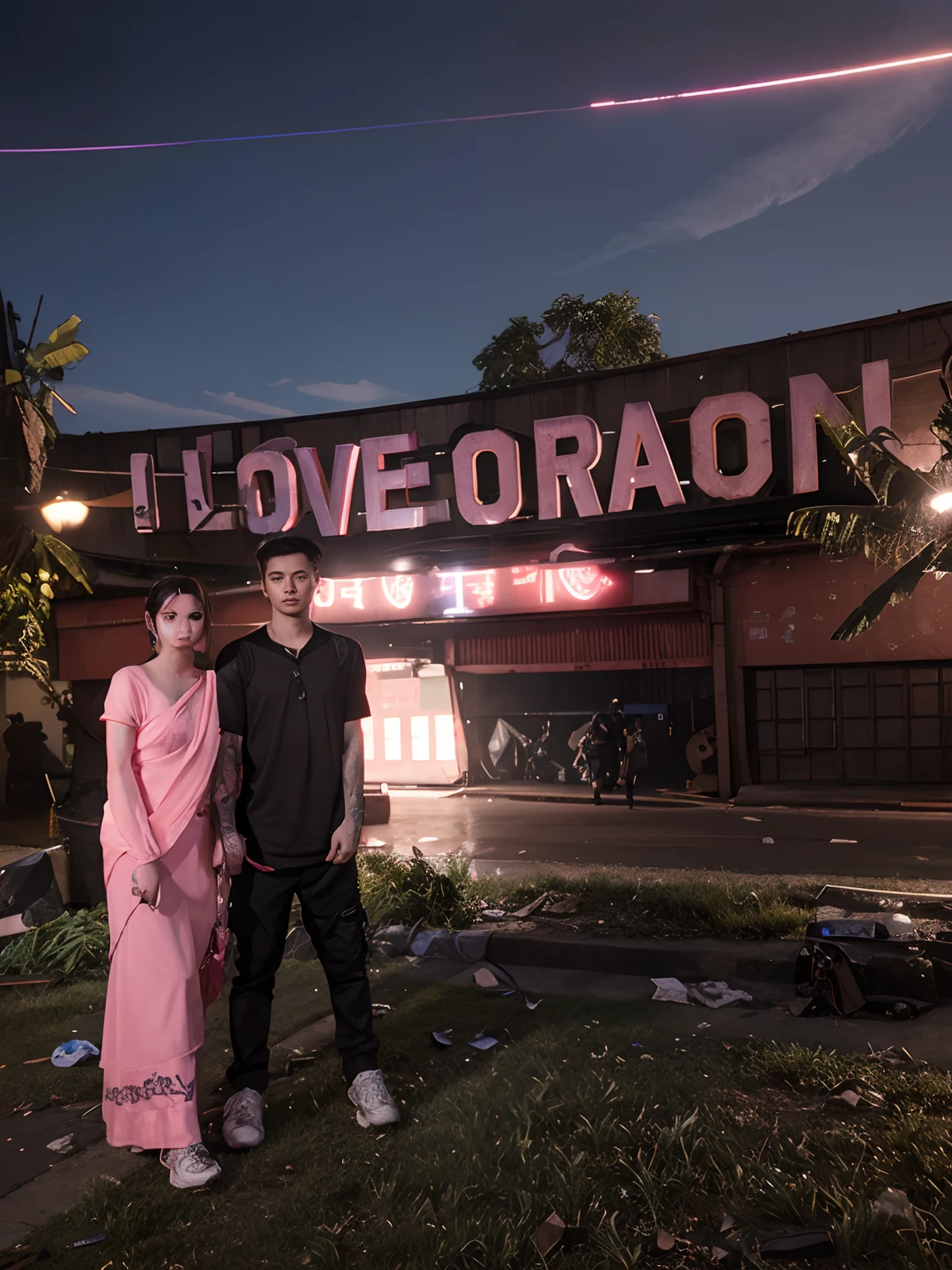 Chang Background cyberpunk couple girl and boy,Realstic face,8k,Ultra realstic