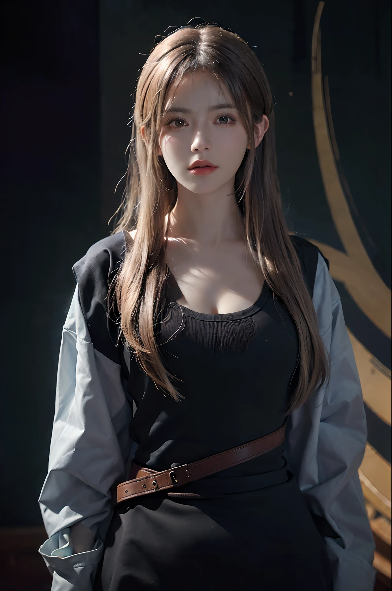 Girl wearing, luxury navy blue coat, shoulder length hair, wavy hair, glowing skin, star in eye, red lips, grey  background, cute poses , upper body, light blonde hair.