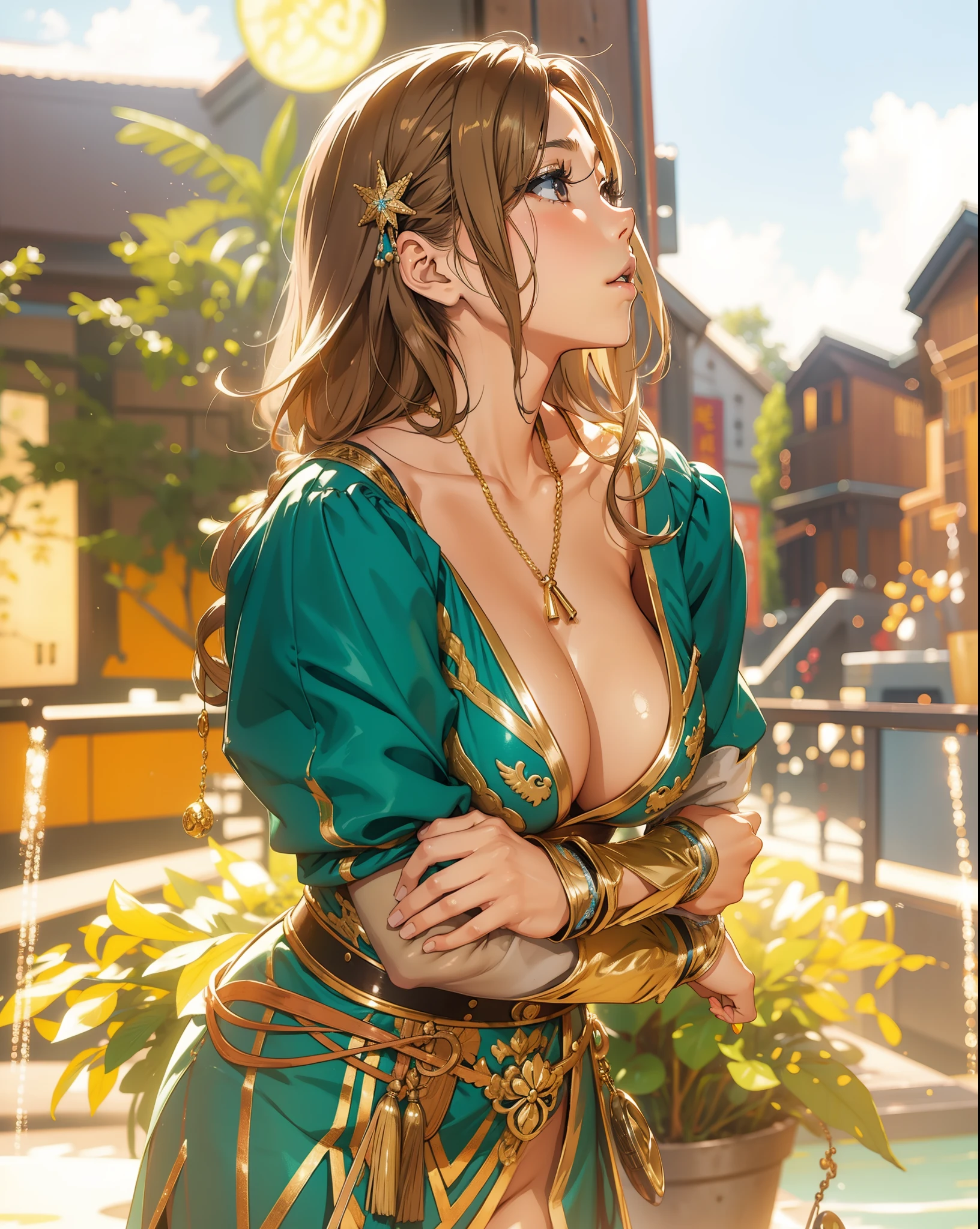 girl、huge tit、shiny skin