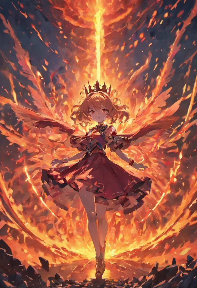 chromatic aberration, depth of field, soft lighting, masterpiece, best quality, intricate, tone mapped, highly detailed, artstation, concept art, smooth, sharp focus, dramatic lighting, highly detailed artwork, cinematic, hyper realistic painting, trending on Artstation, 8K, incredible shadows, realistic, (highly detailed background:1.0), a demon princess floating above the hordes of hell, she commands the army with her mighty trumpet, she wears a crown covered in lava, her glowing red eyes are on fire