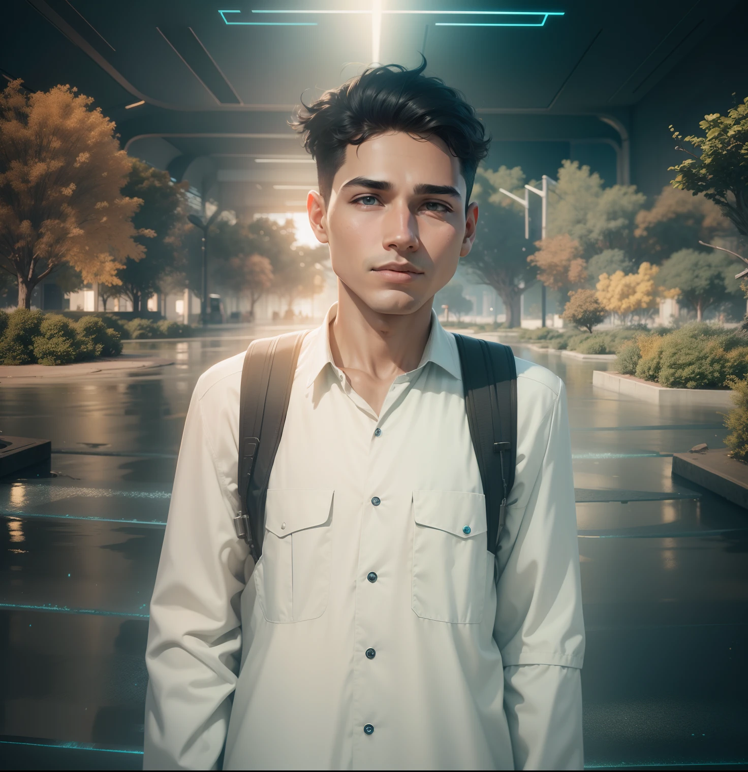 Boy Science futuristic background realistic face 8k ultra high quality