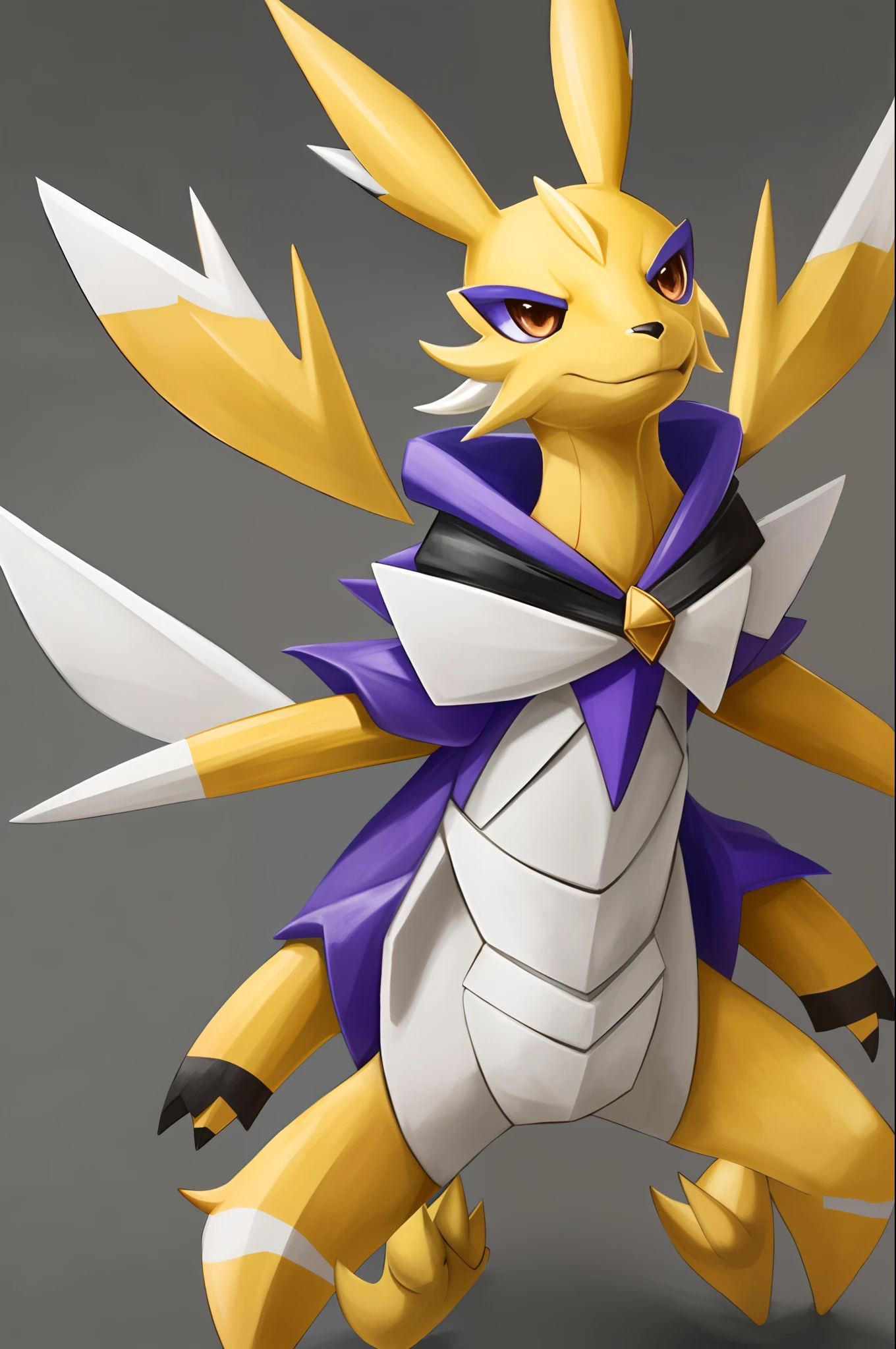 Renamon, musculosa, seios grandes, luntando 