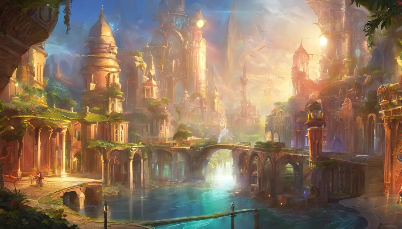 color (fantasy: 1.2), (Miyazaki style), (Irregular buildings floating on the sea), Patchwork cottage, Floral Decoration, lamp, Concept art inspired by Andreas Rocha, Artstation Contest Winners, fantasy art, (Underwater city), Ross Chen, Optical axis, Realistic lighting, masterpiece, high quality, Beautiful graphics, High Detail, masterpiece, high quality, Beautiful graphics, High Detail,