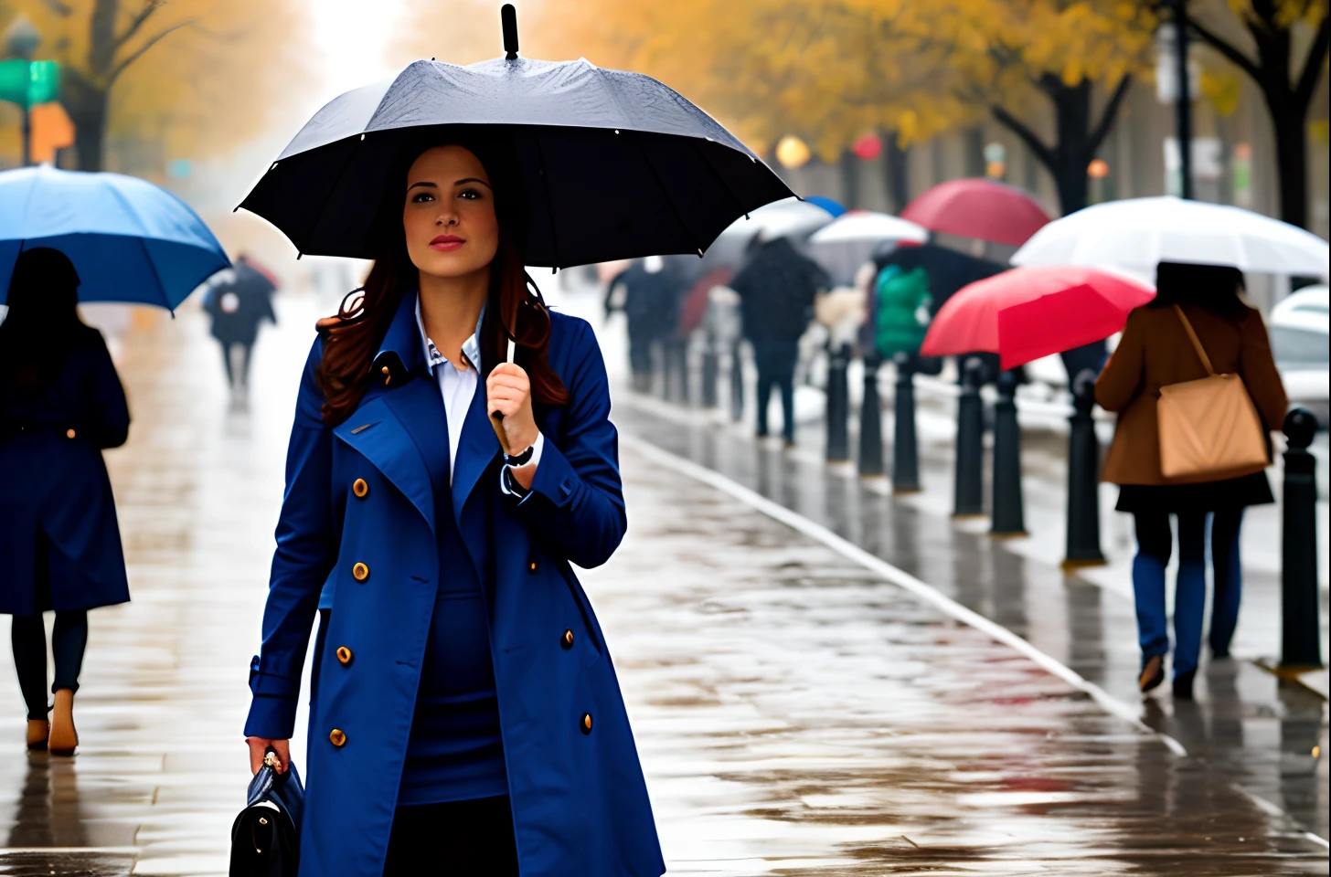 Trenchcoat woman with a umbrella